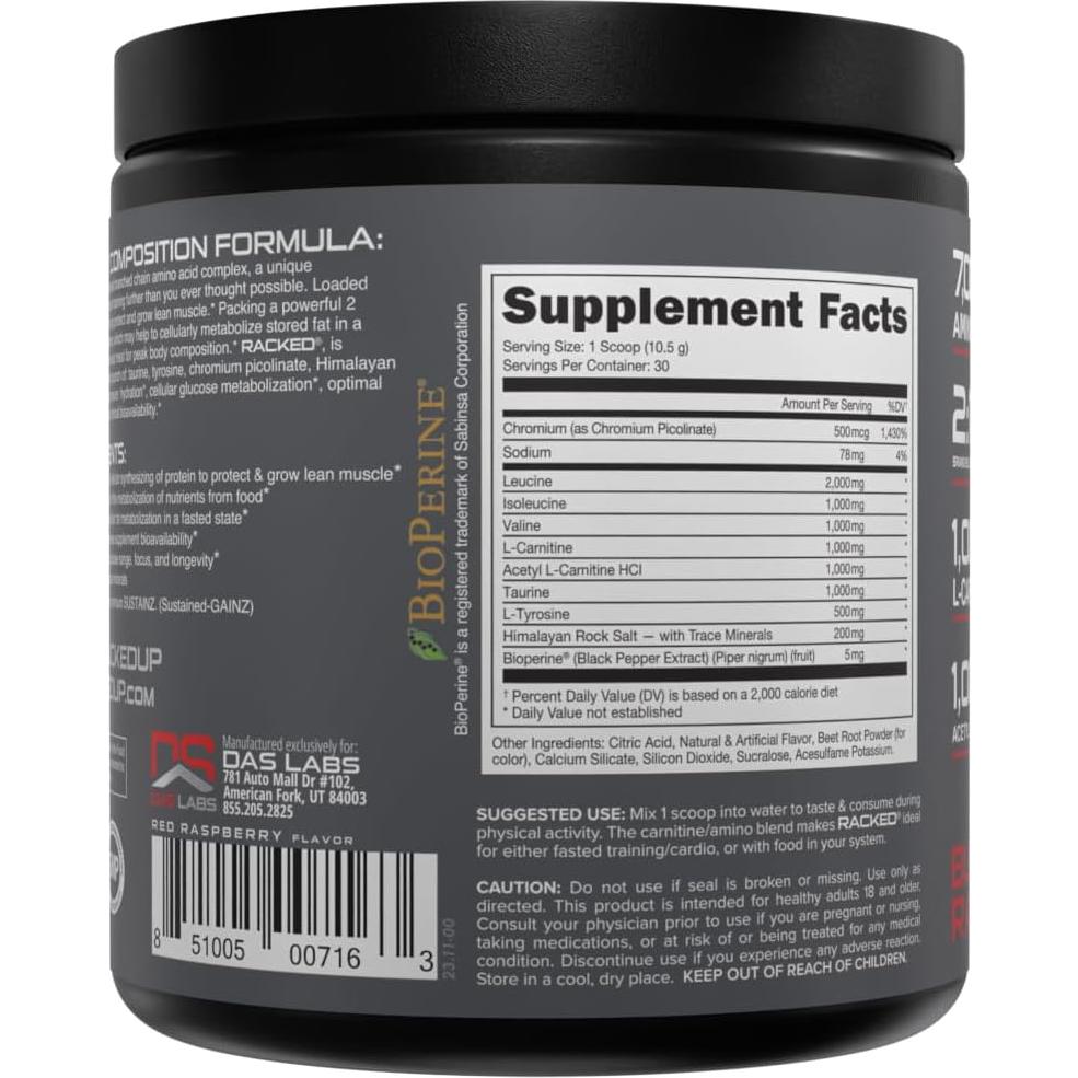 BCAA Racked Bucked Up 288.9g - Aminoácidos para Recuperación