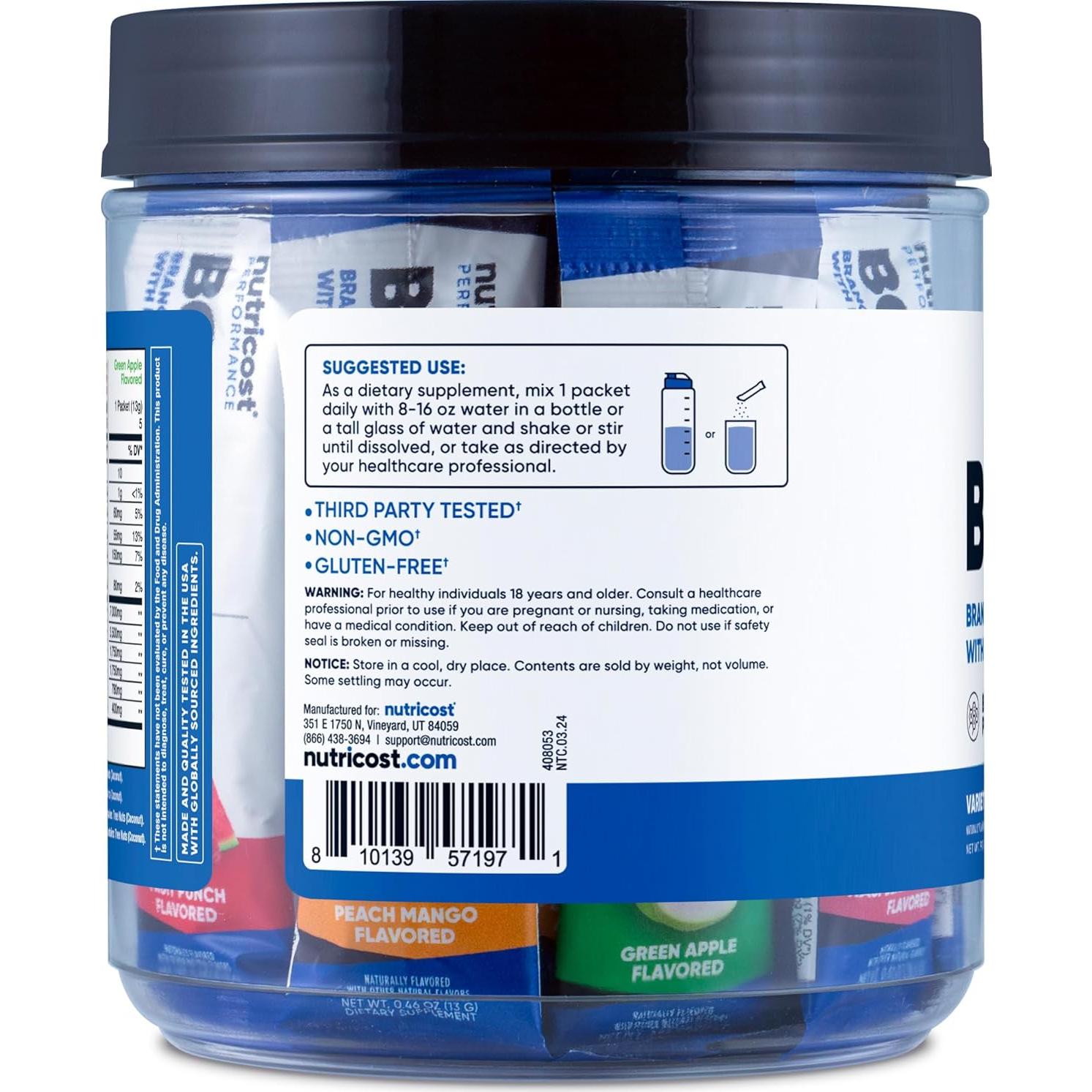 Nutricost BCAA+ Hidratación Variada 20 Stickpacks - Sin Gluten