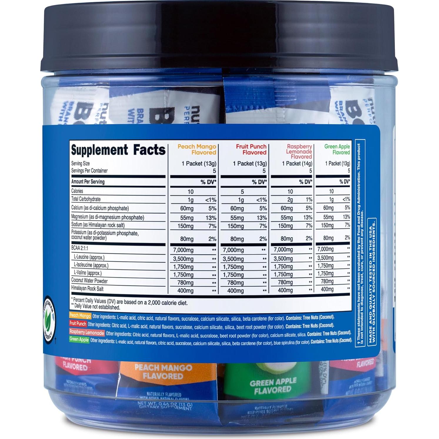 Nutricost BCAA+ Hidratación Variada 20 Stickpacks - Sin Gluten