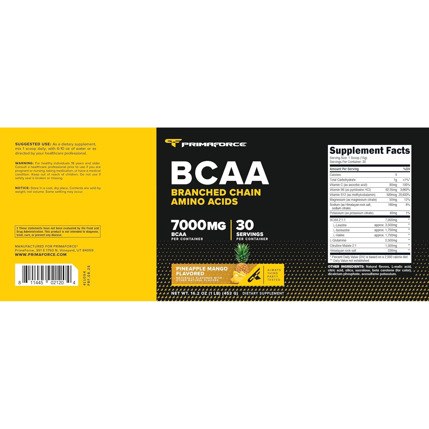 Polvo de BCAA Primaforce Piña Mango 7000MG 30 Porciones