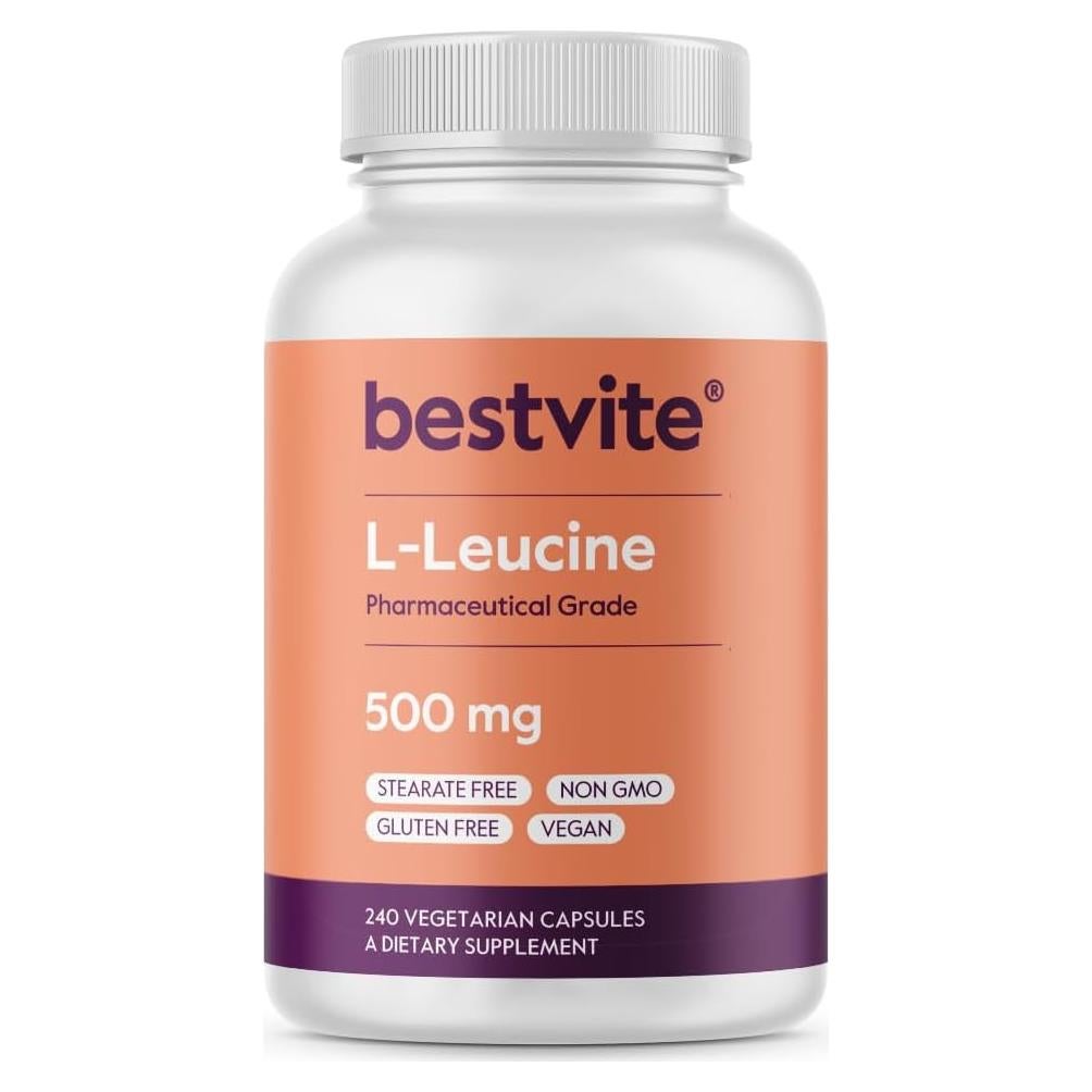 L-Leucina Bestvite 500mg 240 Cápsulas Veganas Sin Rellenos