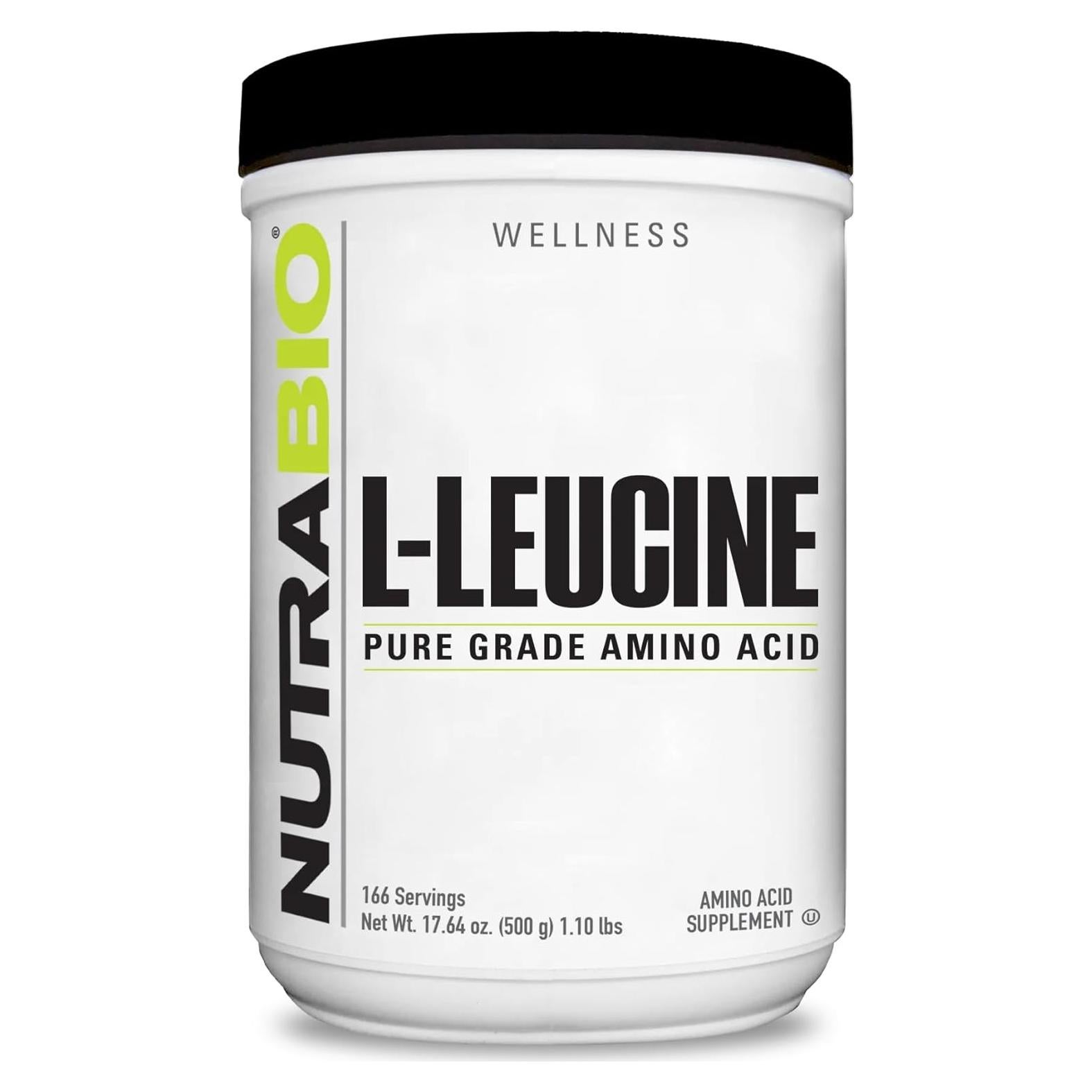 NutraBio L-Leucina 100% Pura - 500g - Vegano y Sin Gluten