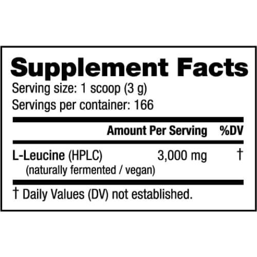 NutraBio L-Leucina 100% Pura - 500g - Vegano y Sin Gluten