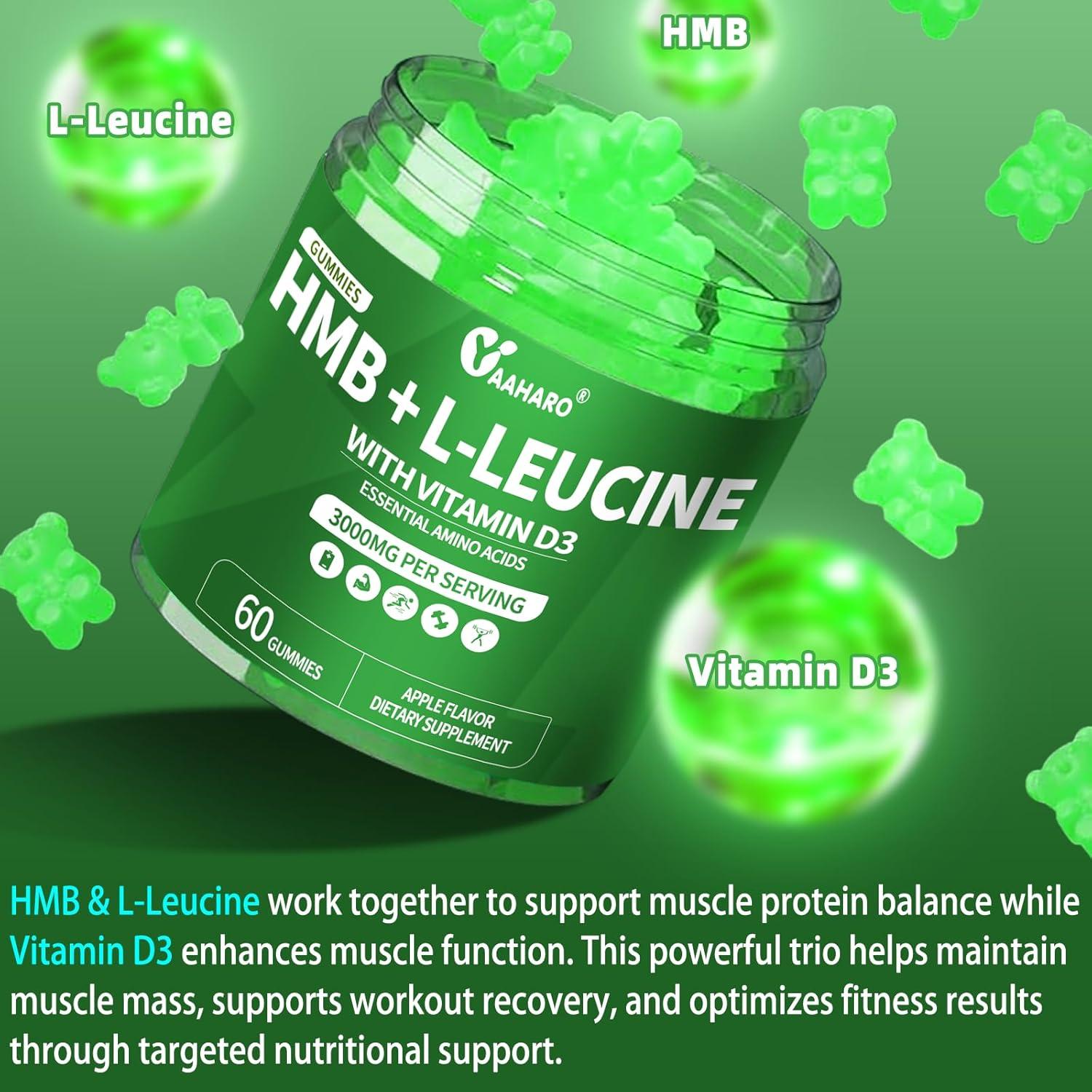 Gomitas HMB y L-Leucina YAAHARO 3000mg Veganas Sabor Manzana