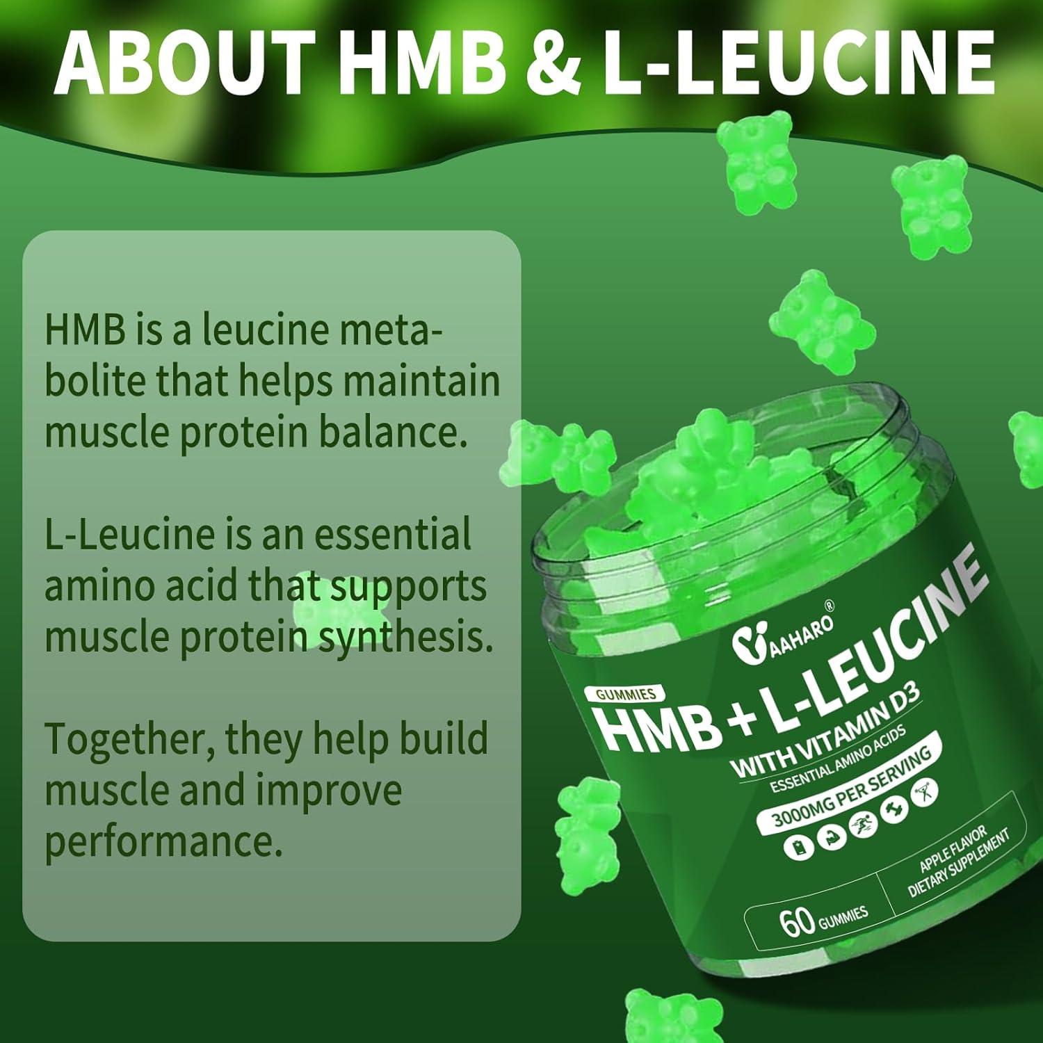 Gomitas HMB y L-Leucina YAAHARO 3000mg Veganas Sabor Manzana