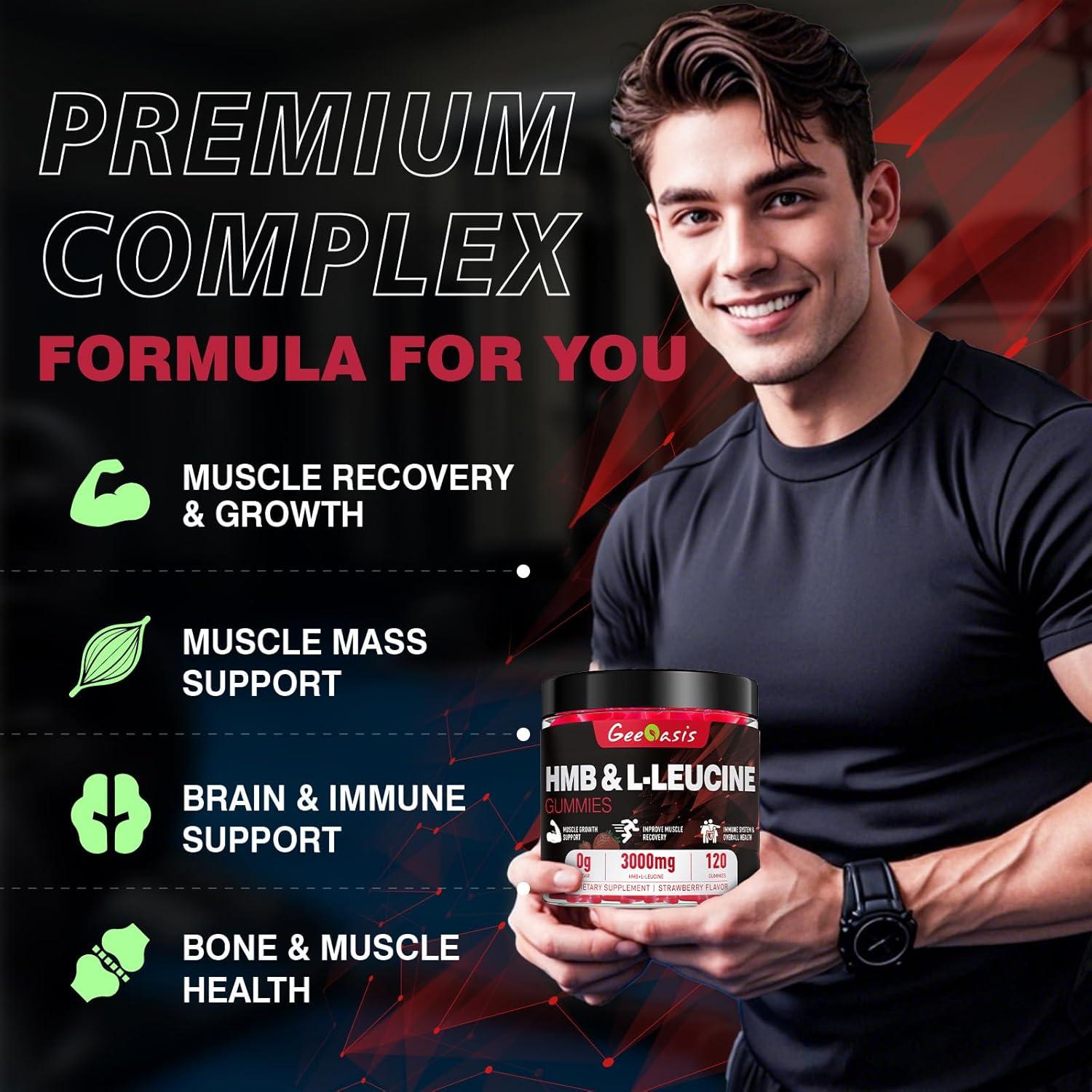 Gomitas de HMB y Leucina Veganas Geeoasis 120 Unidades