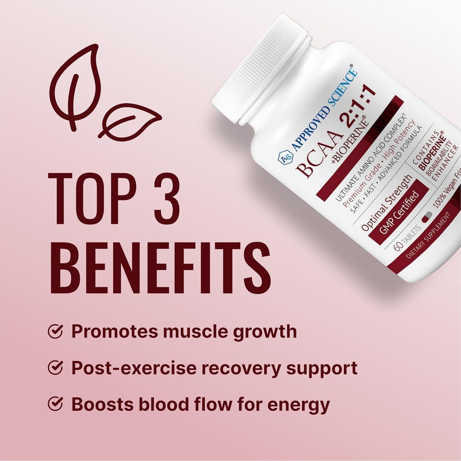 Suplemento BCAA Approved Science 2400mg 60 Tabletas Veganas