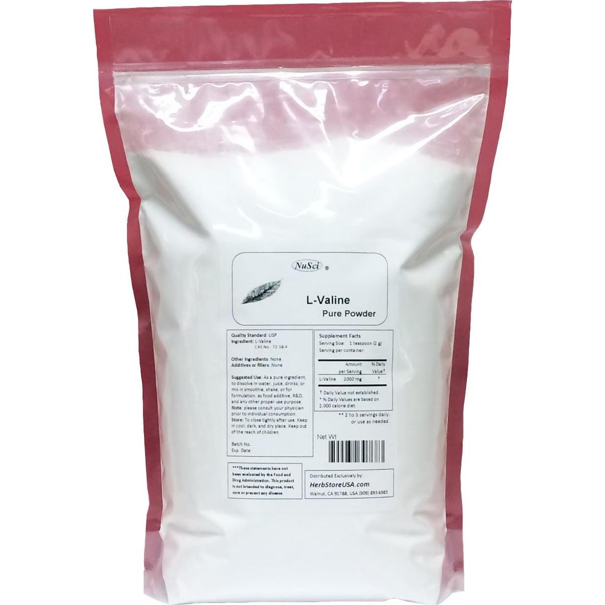 L-Valina Polvo Puro 1000g NuSci - Aminoácido Esencial