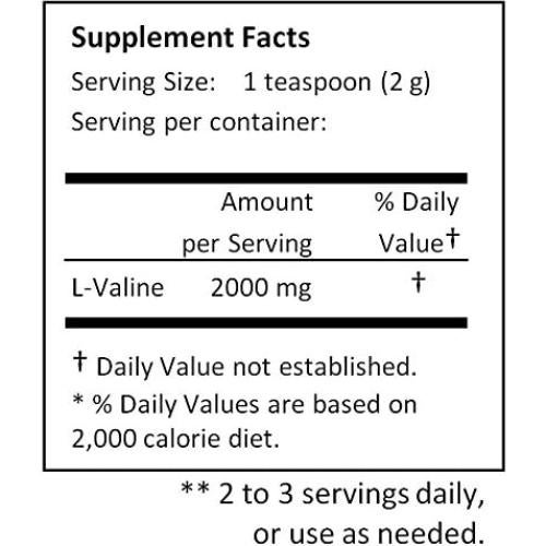 L-Valina Polvo Puro 1000g NuSci - Aminoácido Esencial