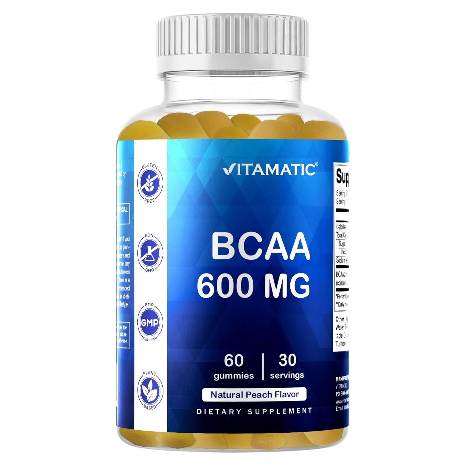 Gomitas BCAA Vitamatic 600mg - Sabor Durazno - 60 Unidades