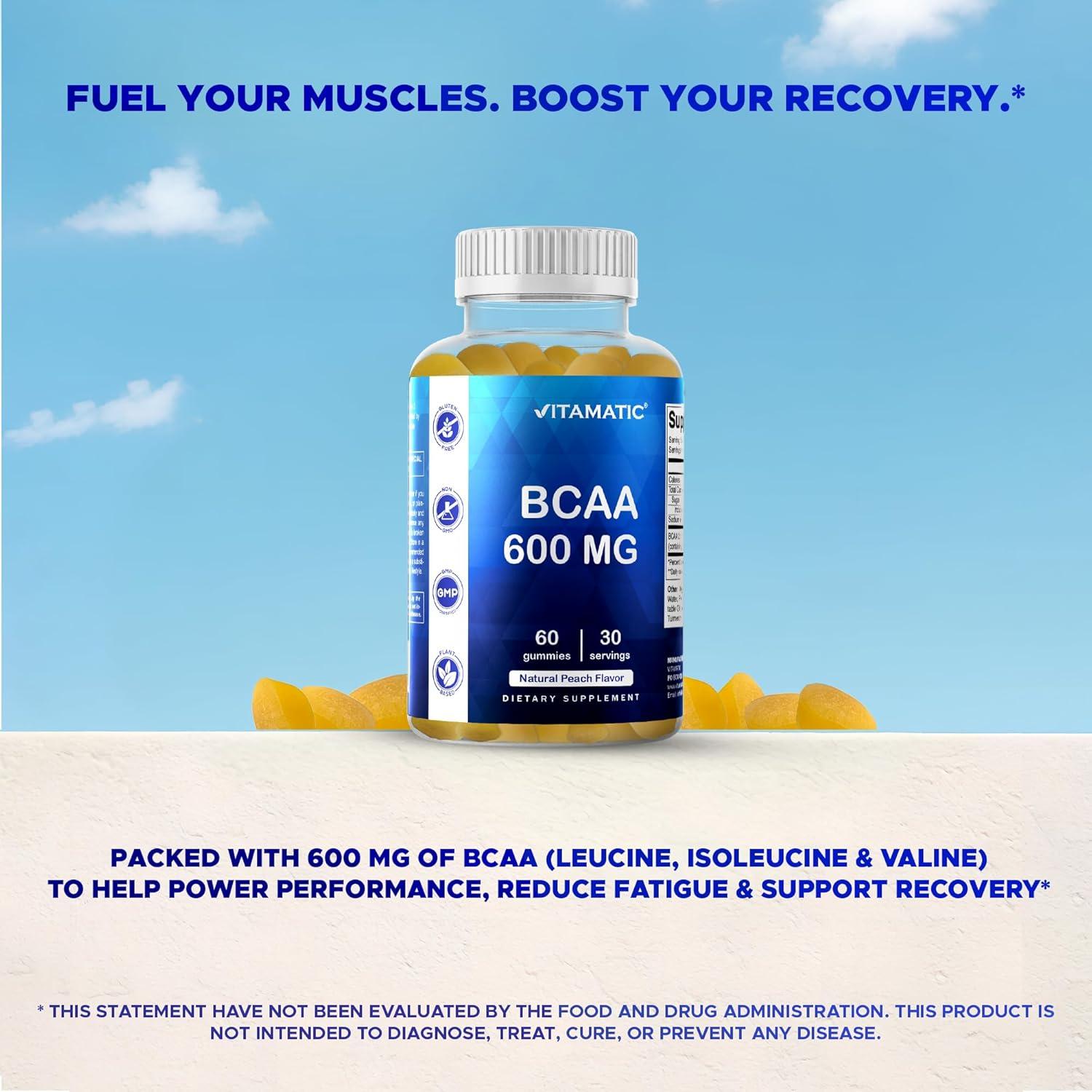 Gomitas BCAA Vitamatic 600mg - Sabor Durazno - 60 Unidades