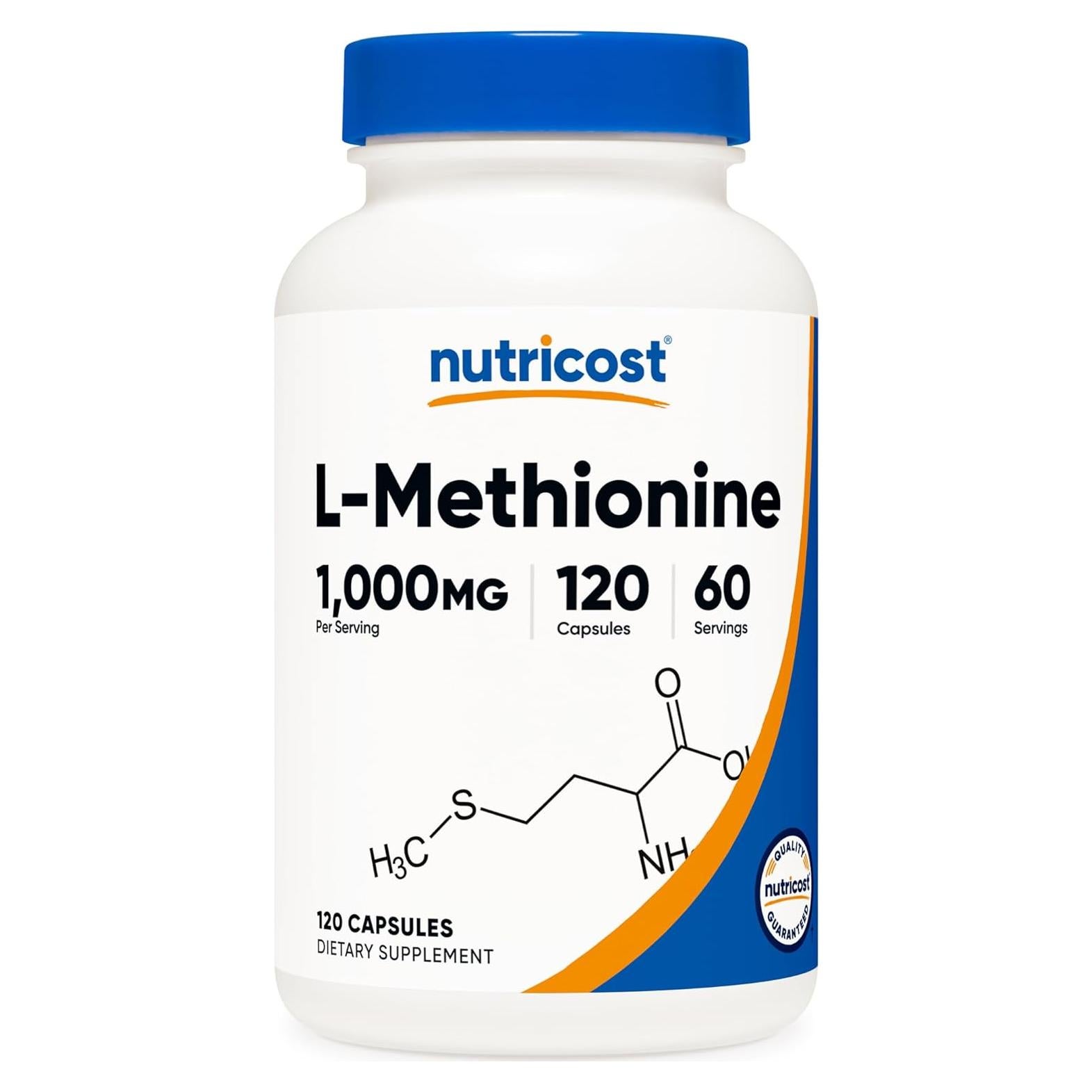 L-Metionina Nutricost 1000 mg 120 Cápsulas Sin Gluten