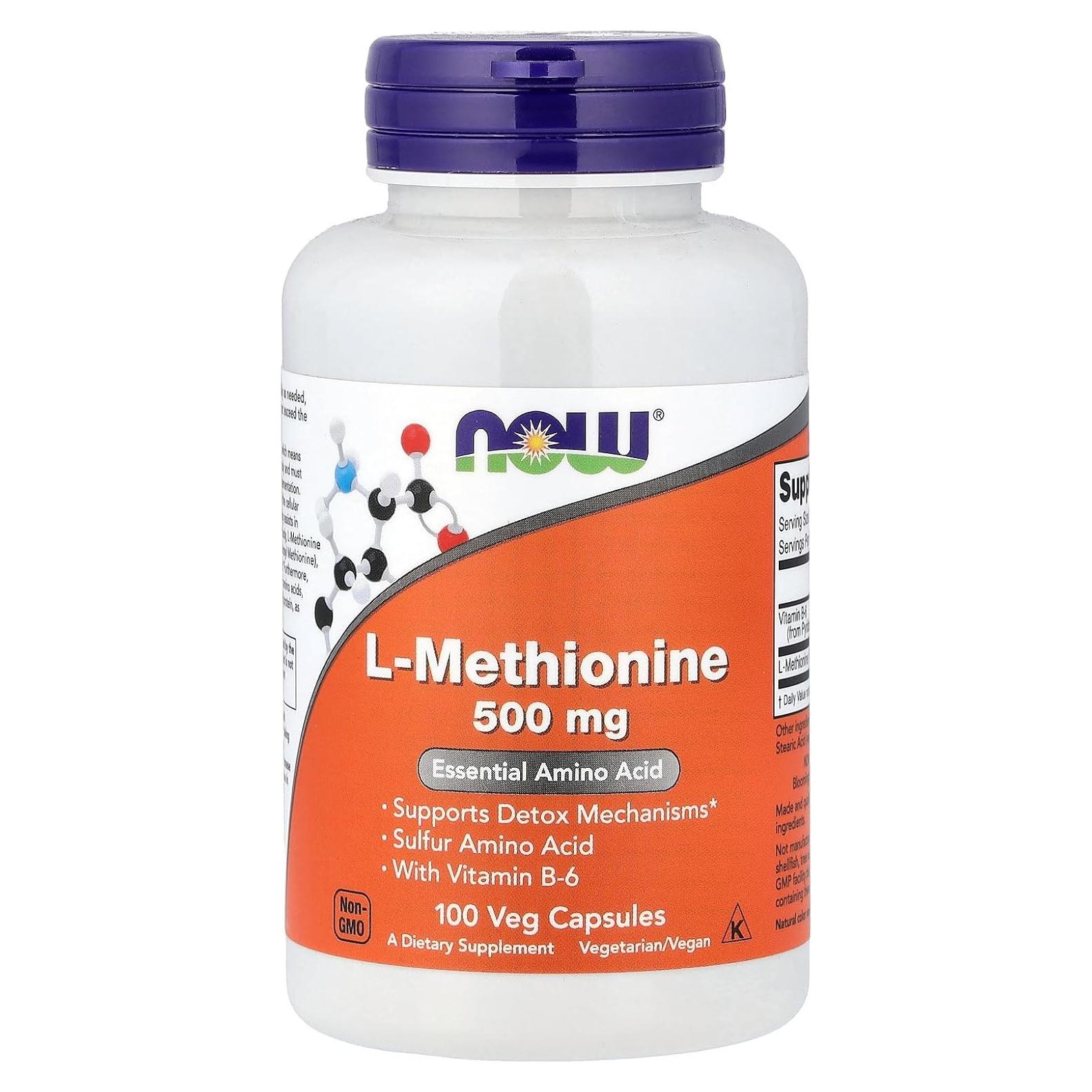 L-Metionina 500 mg NOW Foods 100 Cápsulas
