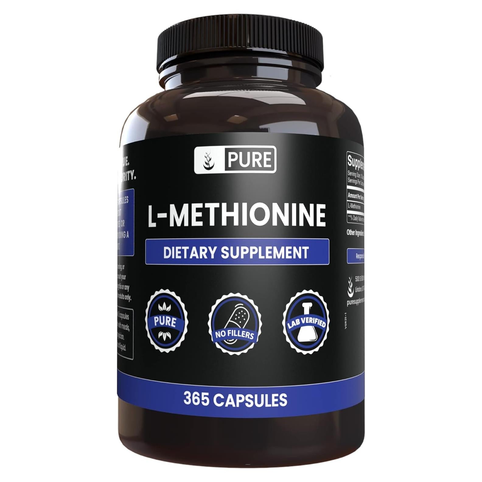 L-Metionina Pura 365 Cápsulas - Sin Rellenos - 263g