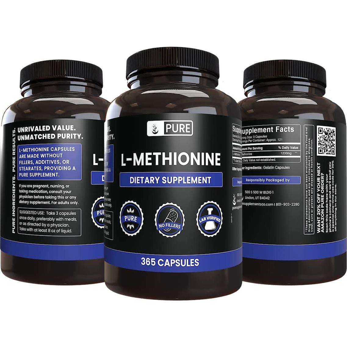 L-Metionina Pura 365 Cápsulas - Sin Rellenos - 263g