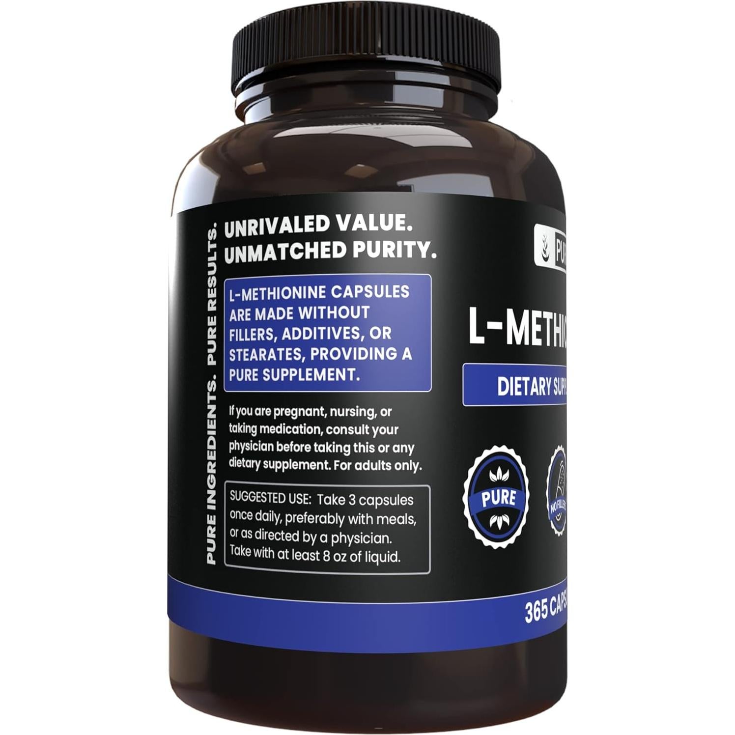 L-Metionina Pura 365 Cápsulas - Sin Rellenos - 263g