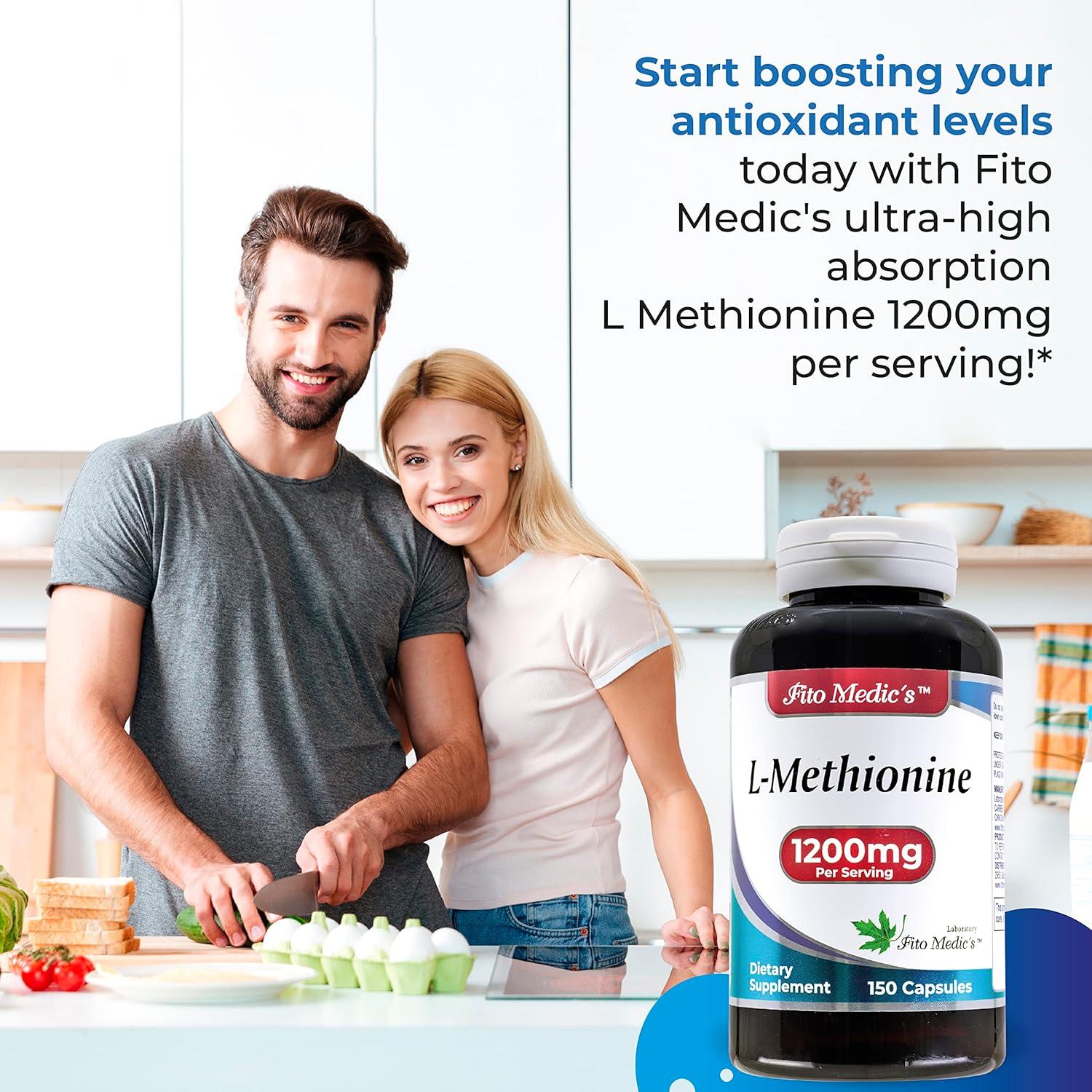 Metionina 1200mg Fito Medic's - 150 Cápsulas Antioxidantes