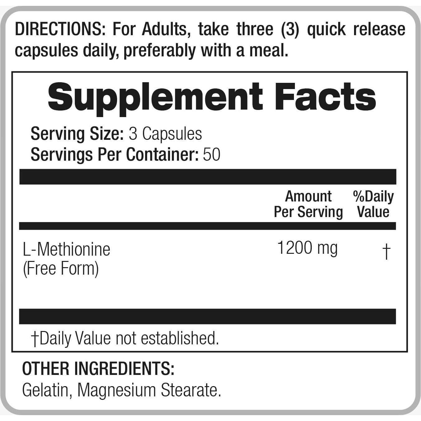 Metionina 1200mg Fito Medic's - 150 Cápsulas Antioxidantes