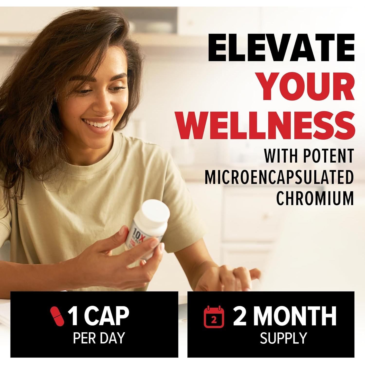 Suplemento de Cromo MIC 10X Health - 60 Cápsulas - Colina e Inositol