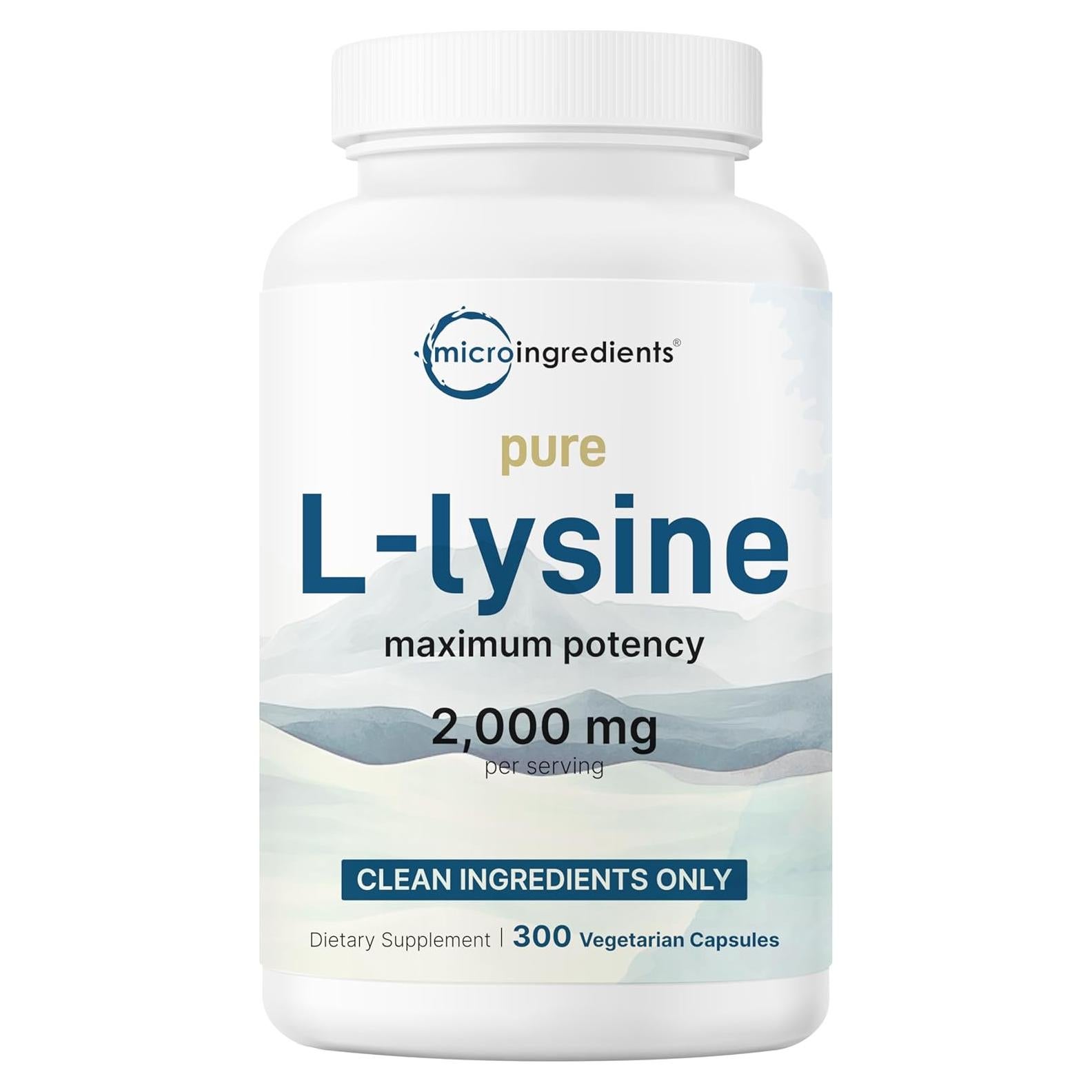 L-Lisina Pura 2000mg 300 Cápsulas Veganas Micro Ingredients