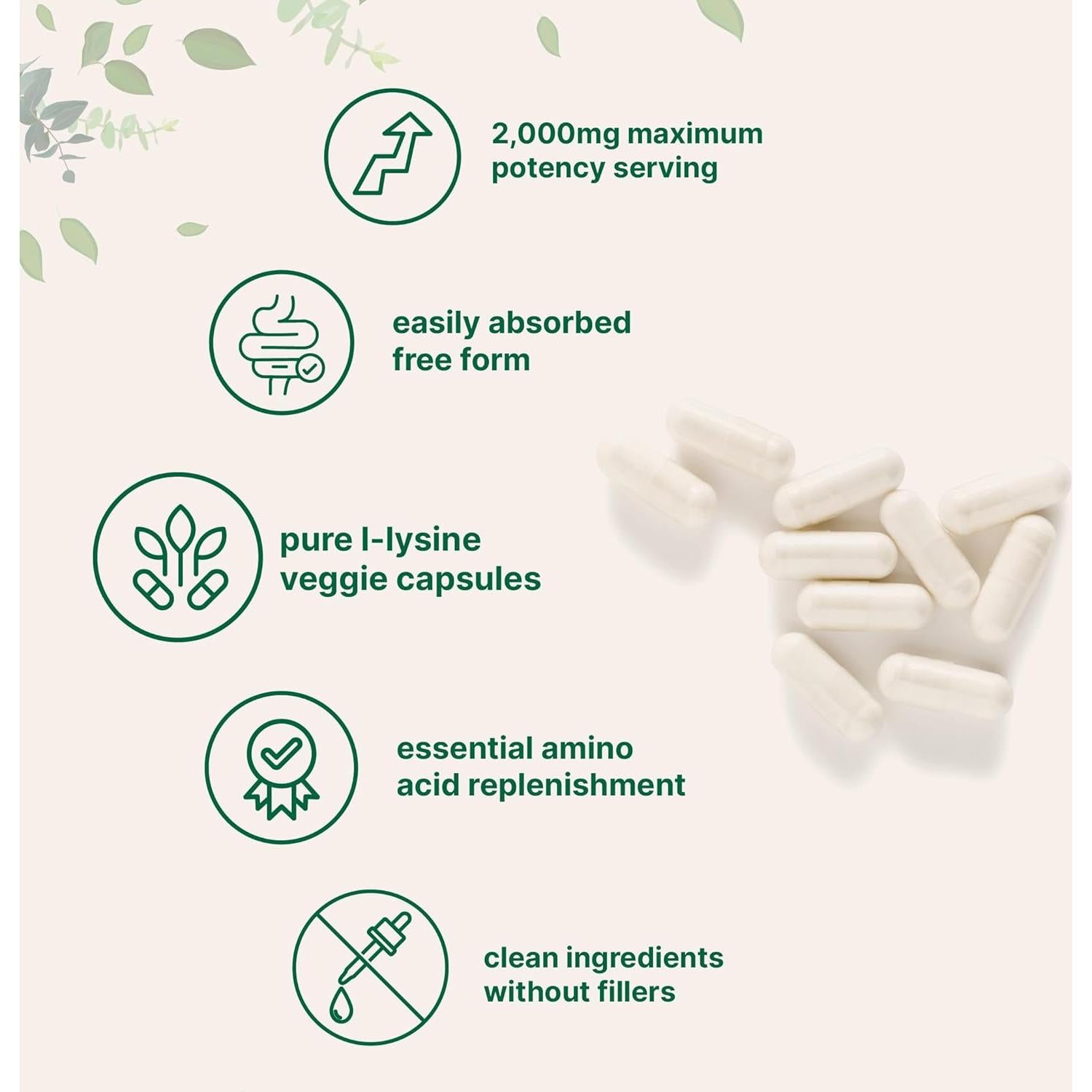 L-Lisina Pura 2000mg 300 Cápsulas Veganas Micro Ingredients