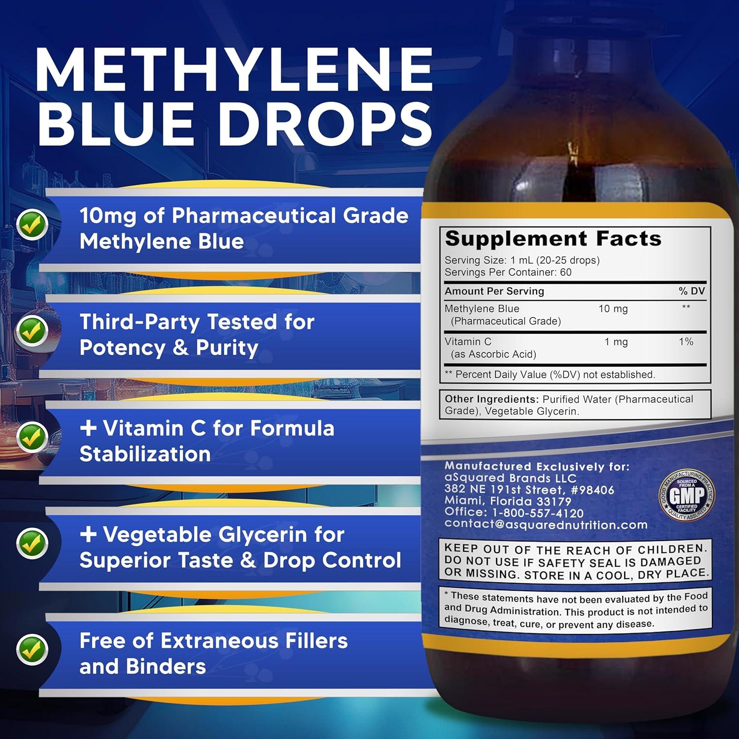 Gotas de Azul de Metileno aSquared Nutrition 10mg 59ml