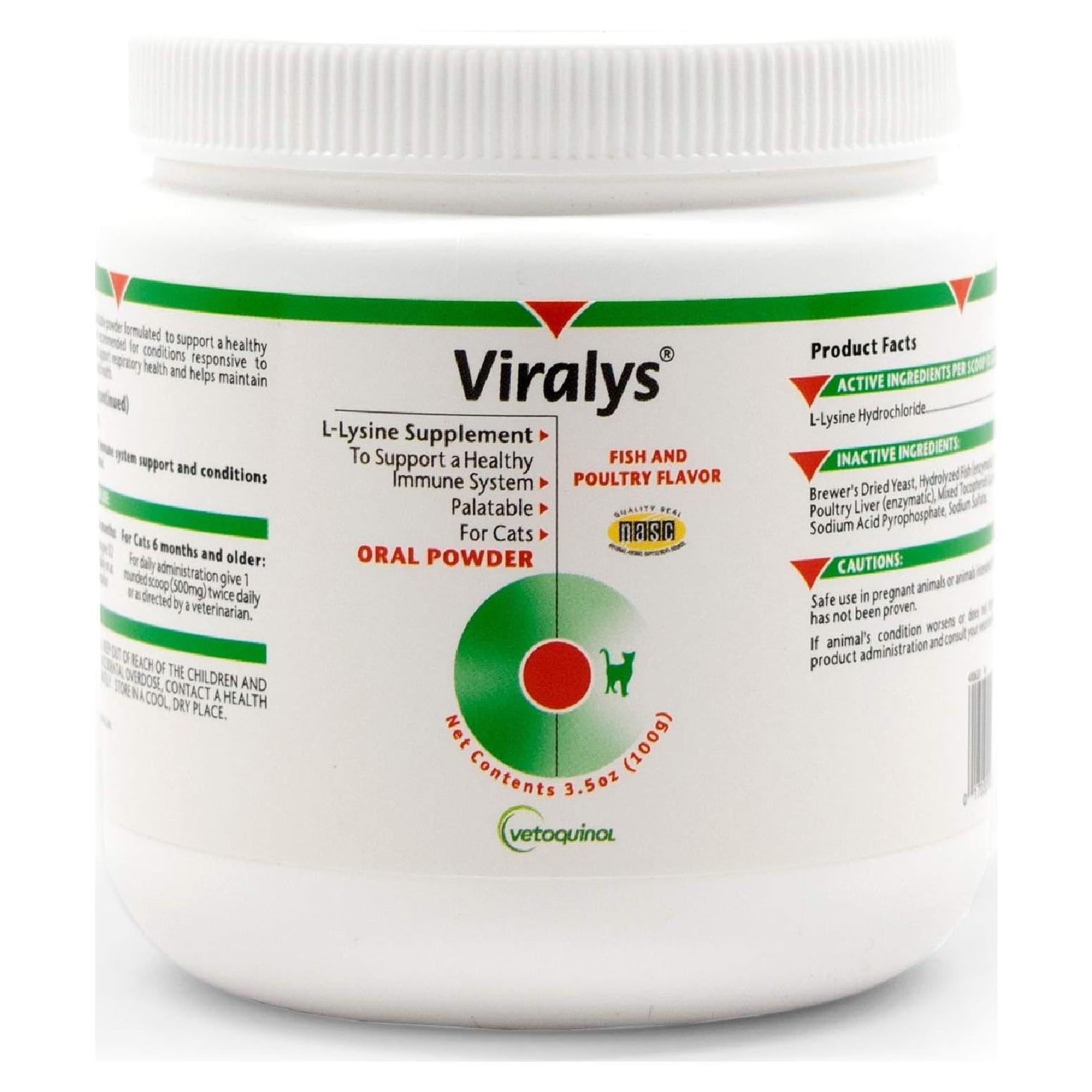Vetoquinol Viralys Polvo L-Lisina 100g para Gatos y Gatitos