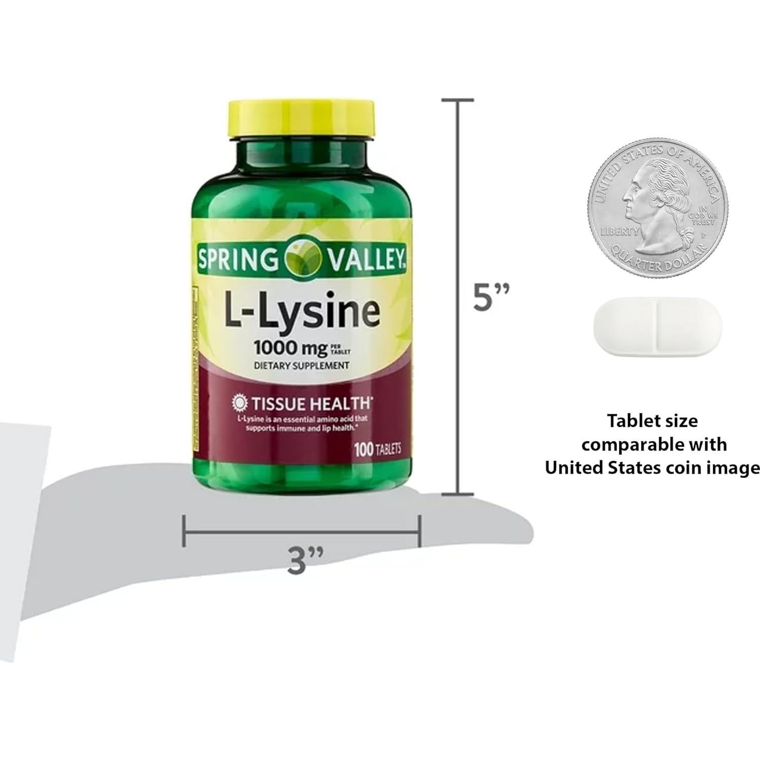 Suplemento L-Lisina 1000mg Spring Valley 100 Tabletas