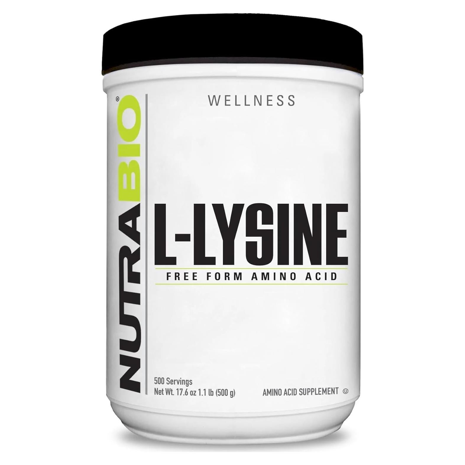 NutraBio L-Lisina Polvo 500g - Aminoácido Esencial Vegano