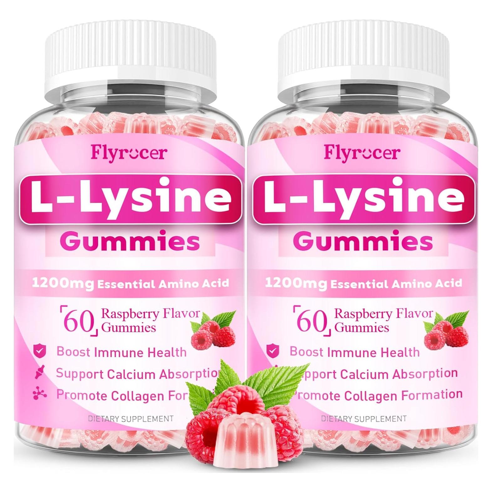 Gomitas de L-Lisina 1000mg Flyrocer, 120 unidades, veganas