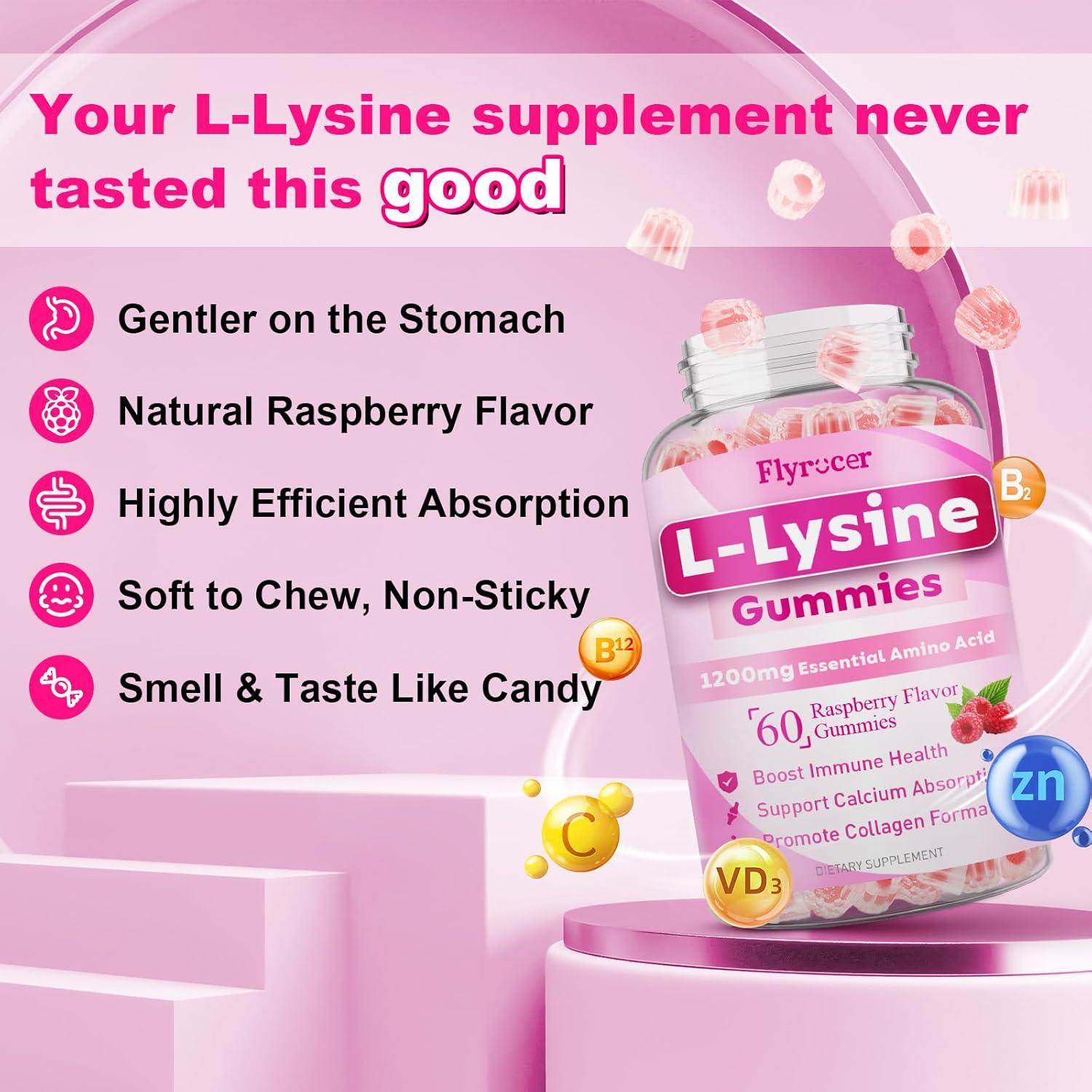 Gomitas de L-Lisina 1000mg Flyrocer, 120 unidades, veganas