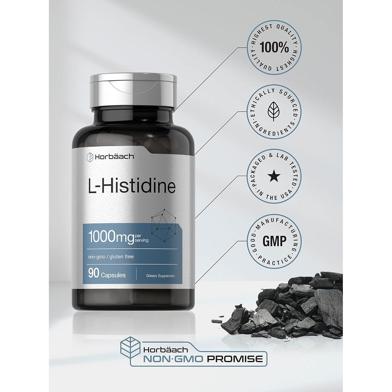 Horbäach L-Histidina 1000mg 90 Cápsulas Sin Gluten