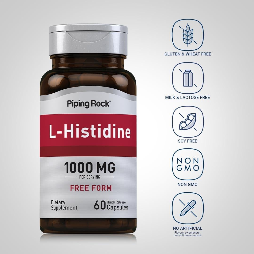 Suplemento L-Histidina 1000 mg Piping Rock 60 Cápsulas