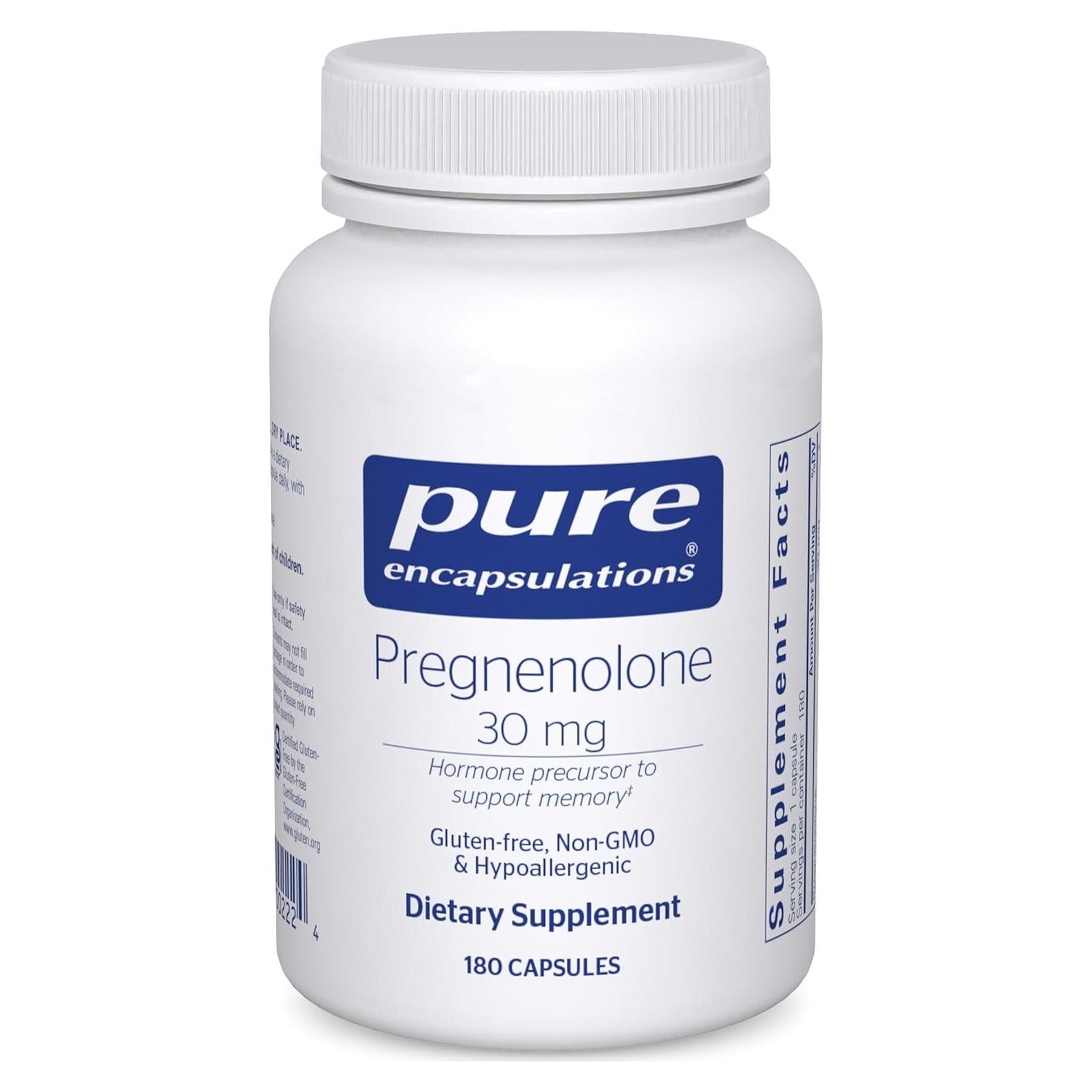 Suplemento Hormonal Pregnenolona 30 mg Pure Encapsulations - 180 Cápsulas Veganas