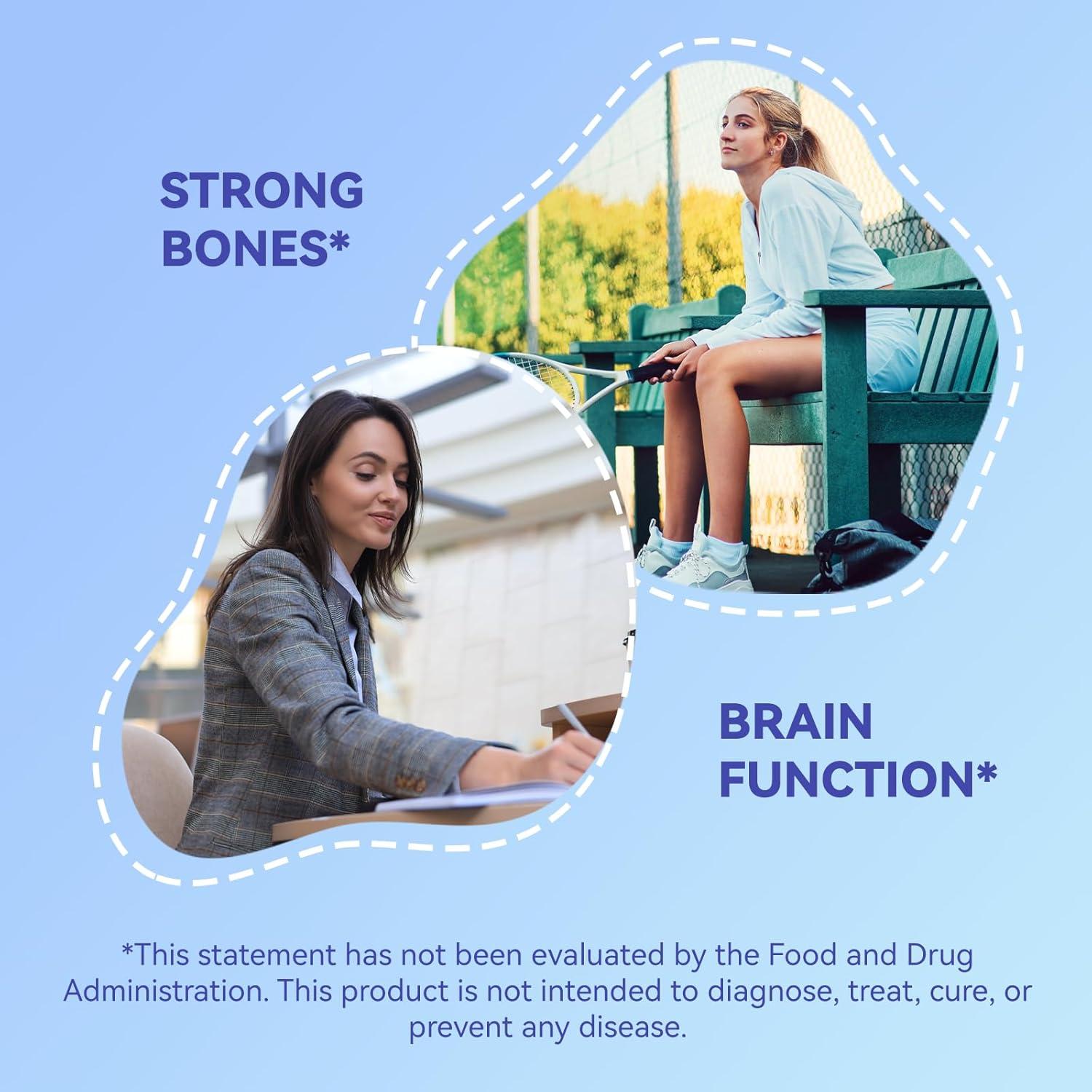 Suplemento de Magnesio Agumoon 1800mg + Vitamina D3 K2 120 Cápsulas