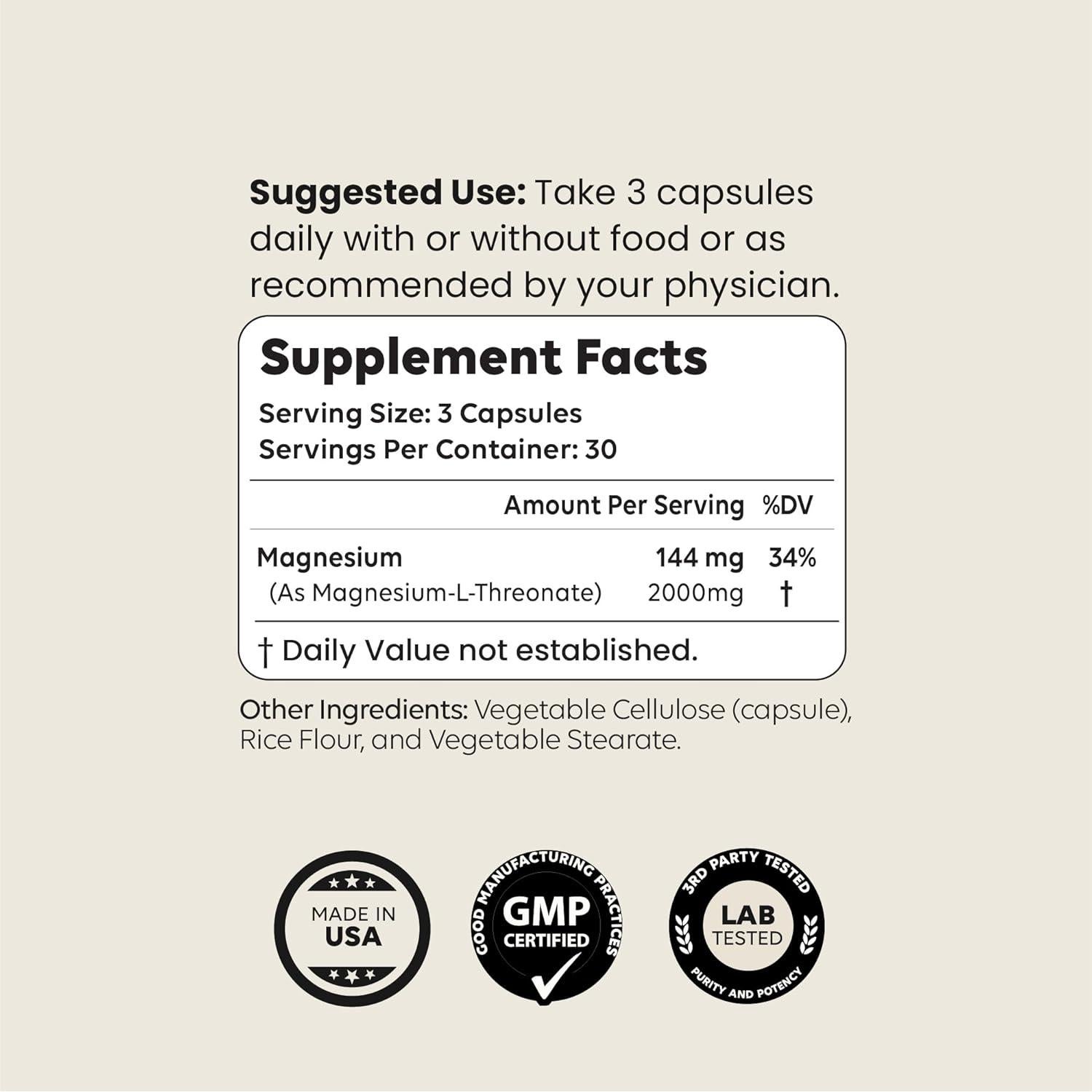 Treonato de Magnesio L 2000mg Newt - 30 Cápsulas Vegetarianas