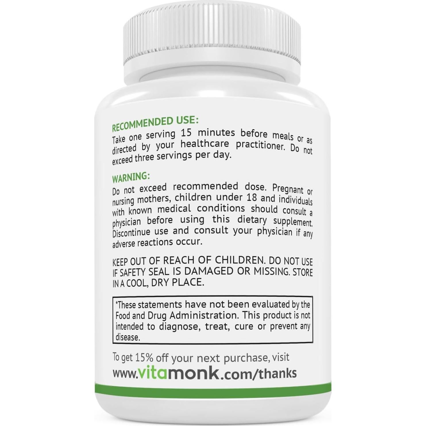 Suplemento HistaResist VitaMonk 60 Cápsulas - Bloqueador Histamina