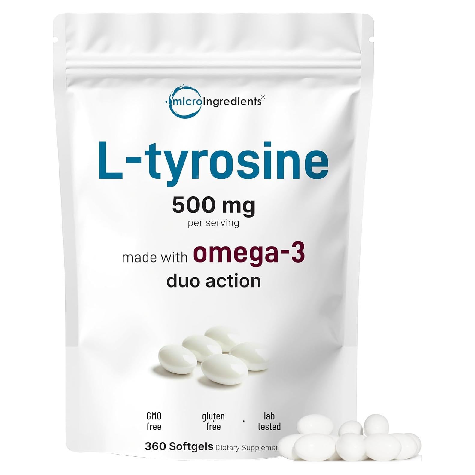 Suplemento L-Tirosina 500mg + Omega-3 1000mg 360 Gelatinas