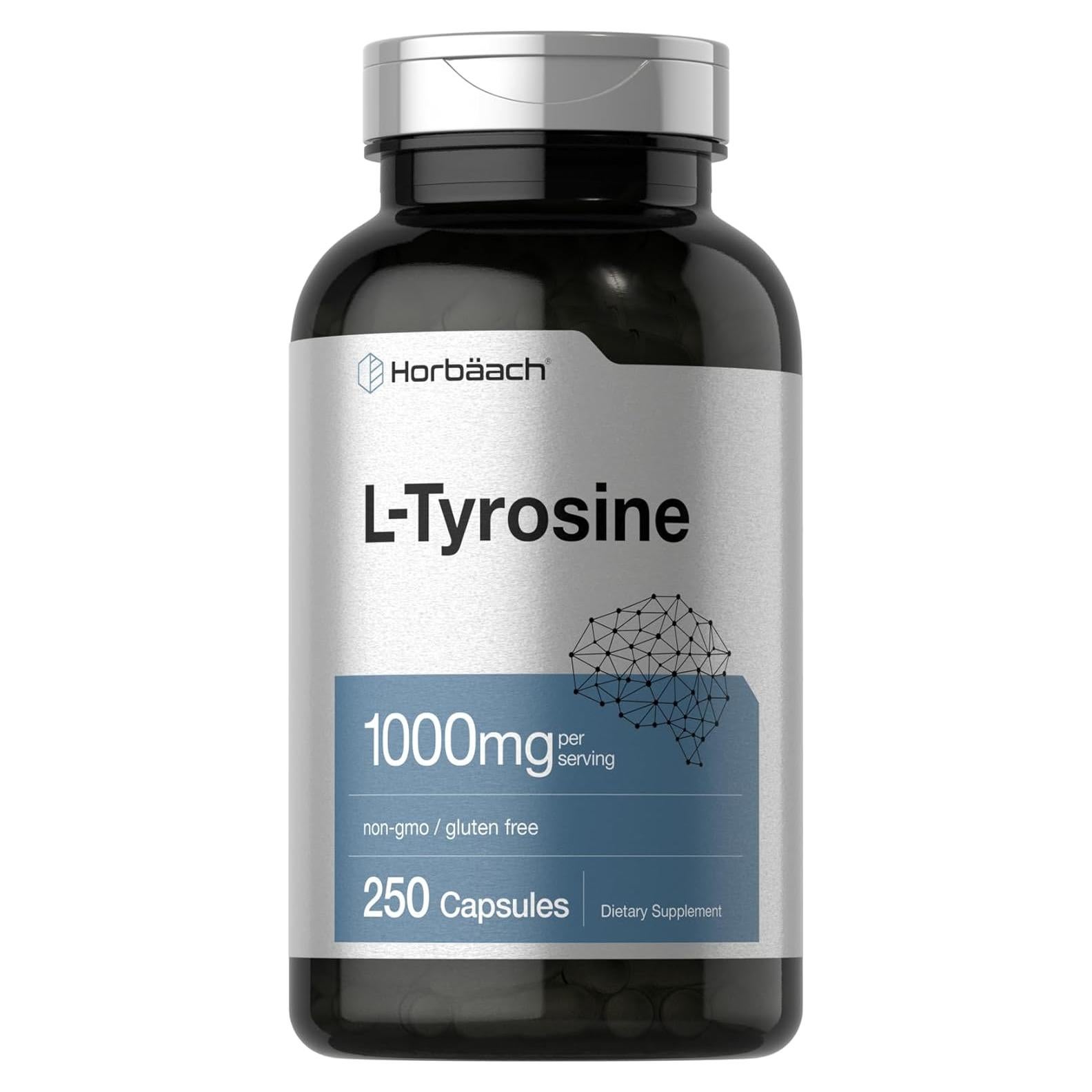 Suplemento L-Tirosina Horbäach 1000mg 250 Cápsulas Sin Gluten