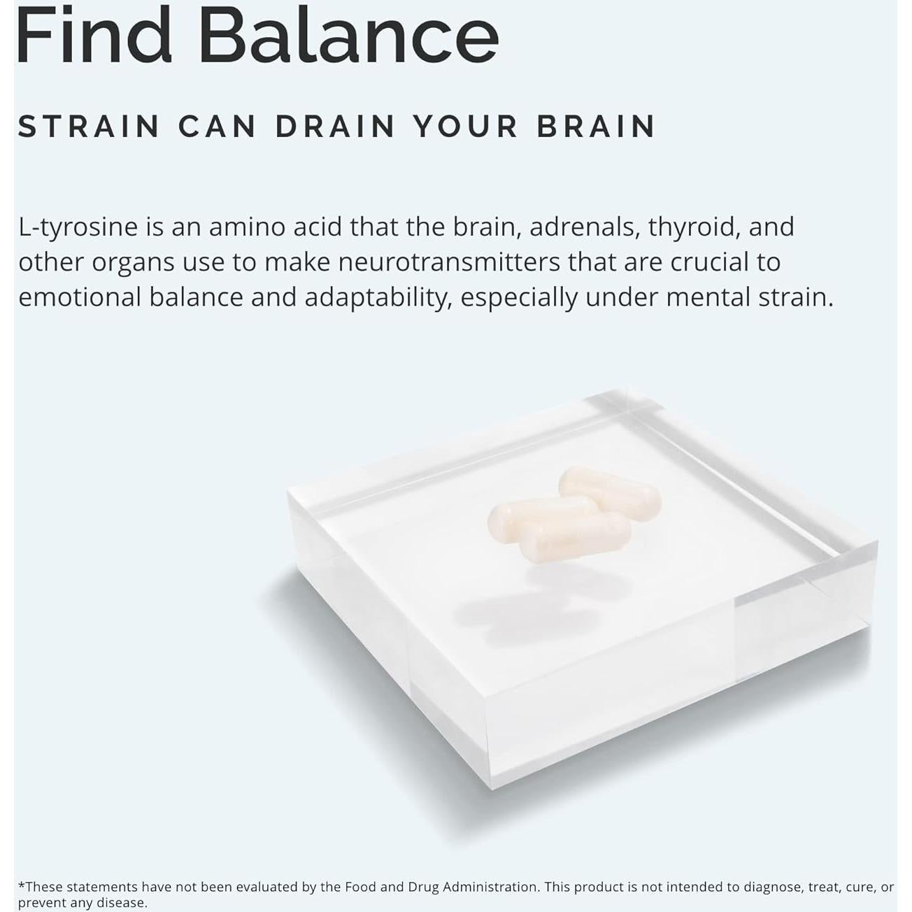 Suplemento de Tirosina BrainMD - 120 Cápsulas - Enfoque Mental