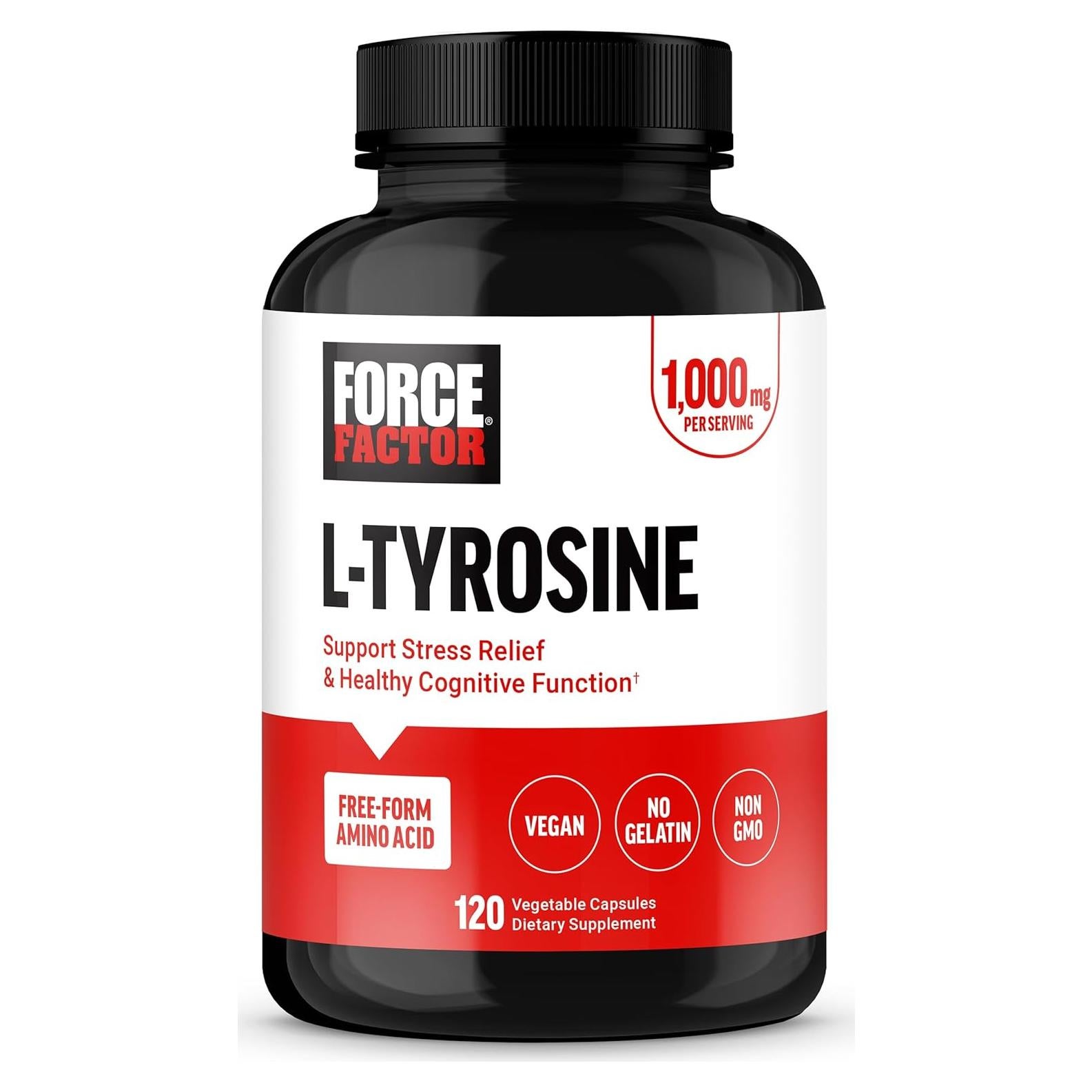 Suplemento L-Tirosina Force Factor 500mg 120 Cápsulas Veganas