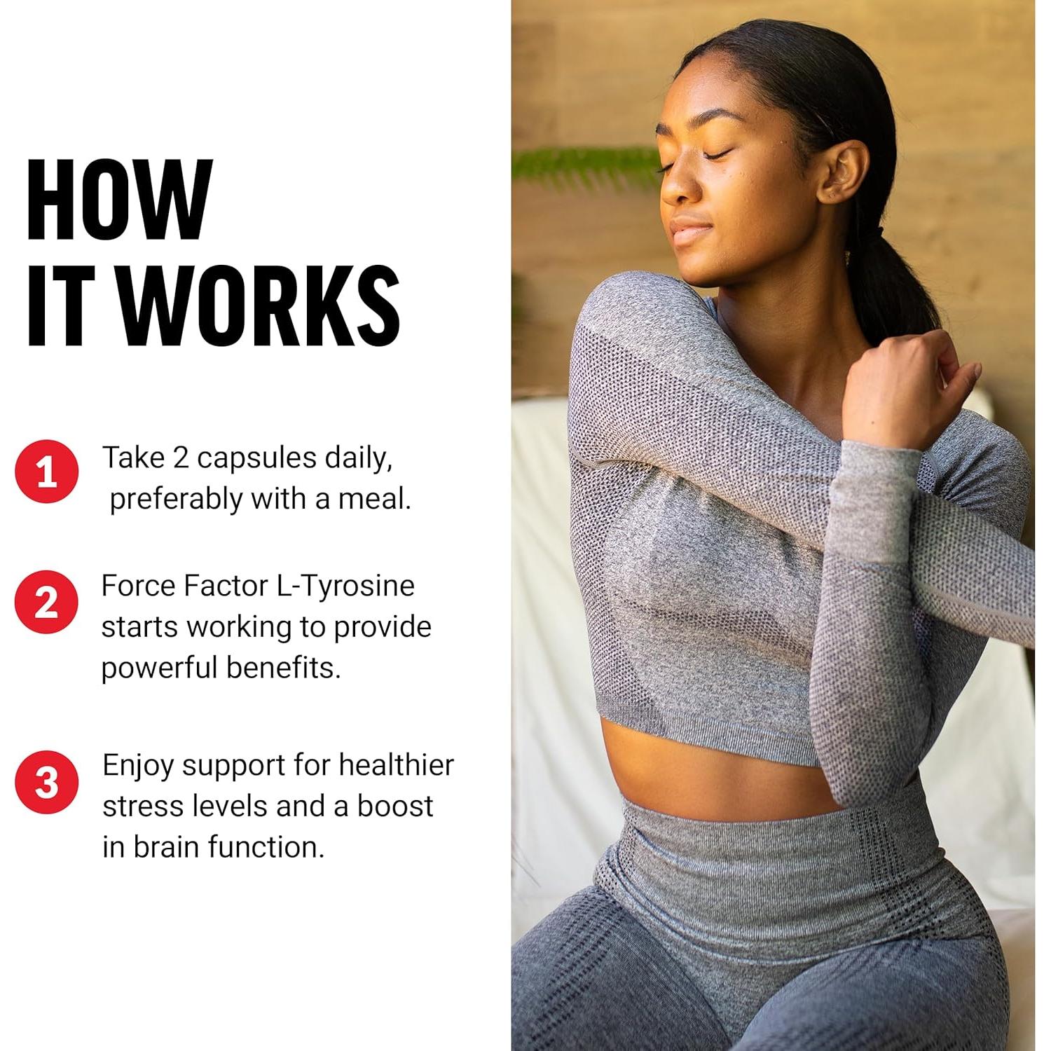 Suplemento L-Tirosina Force Factor 500mg 120 Cápsulas Veganas