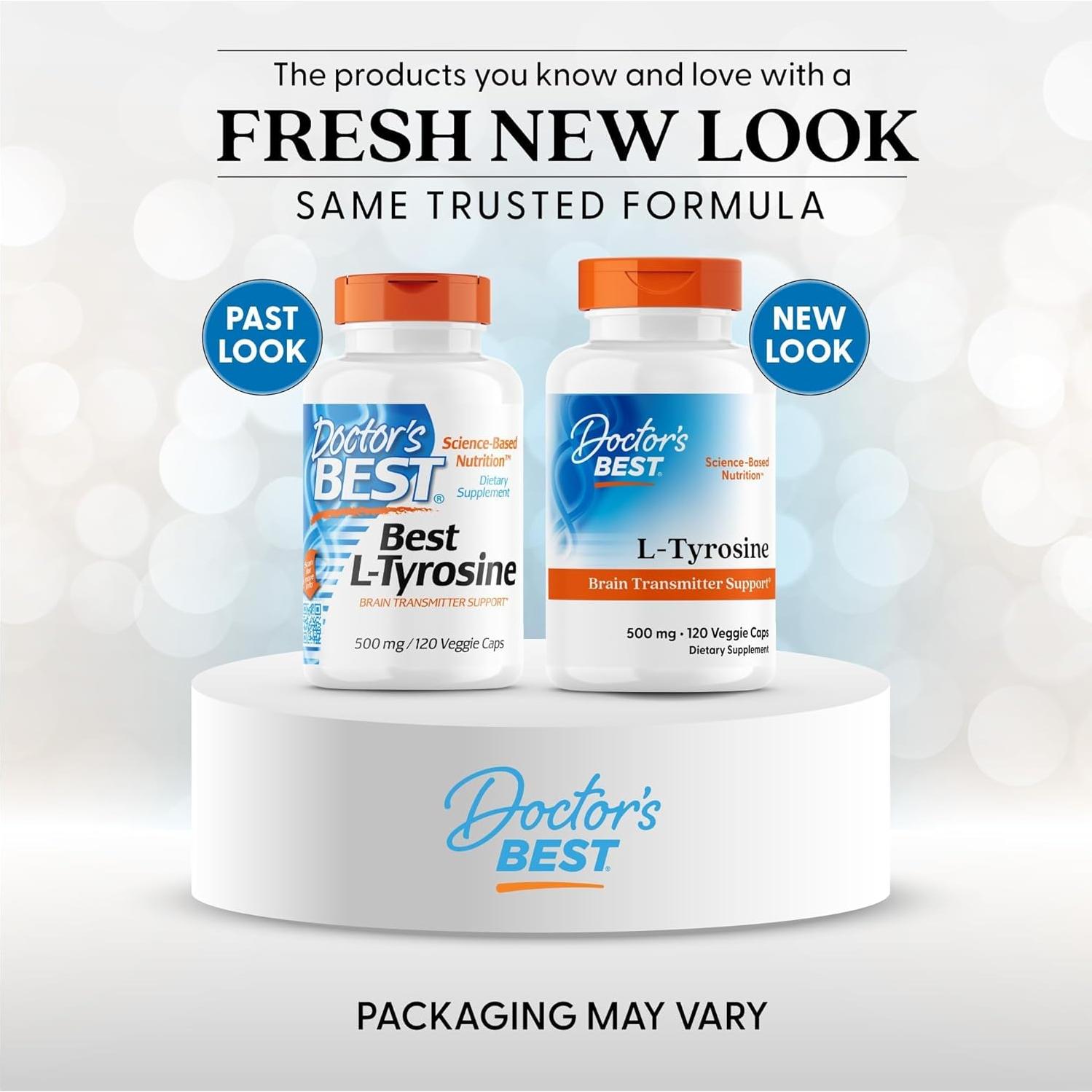L-Tirosina 500 mg Doctors Best 120 Cápsulas Vegetales