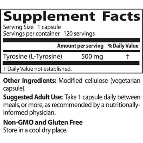 L-Tirosina 500 mg Doctors Best 120 Cápsulas Vegetales