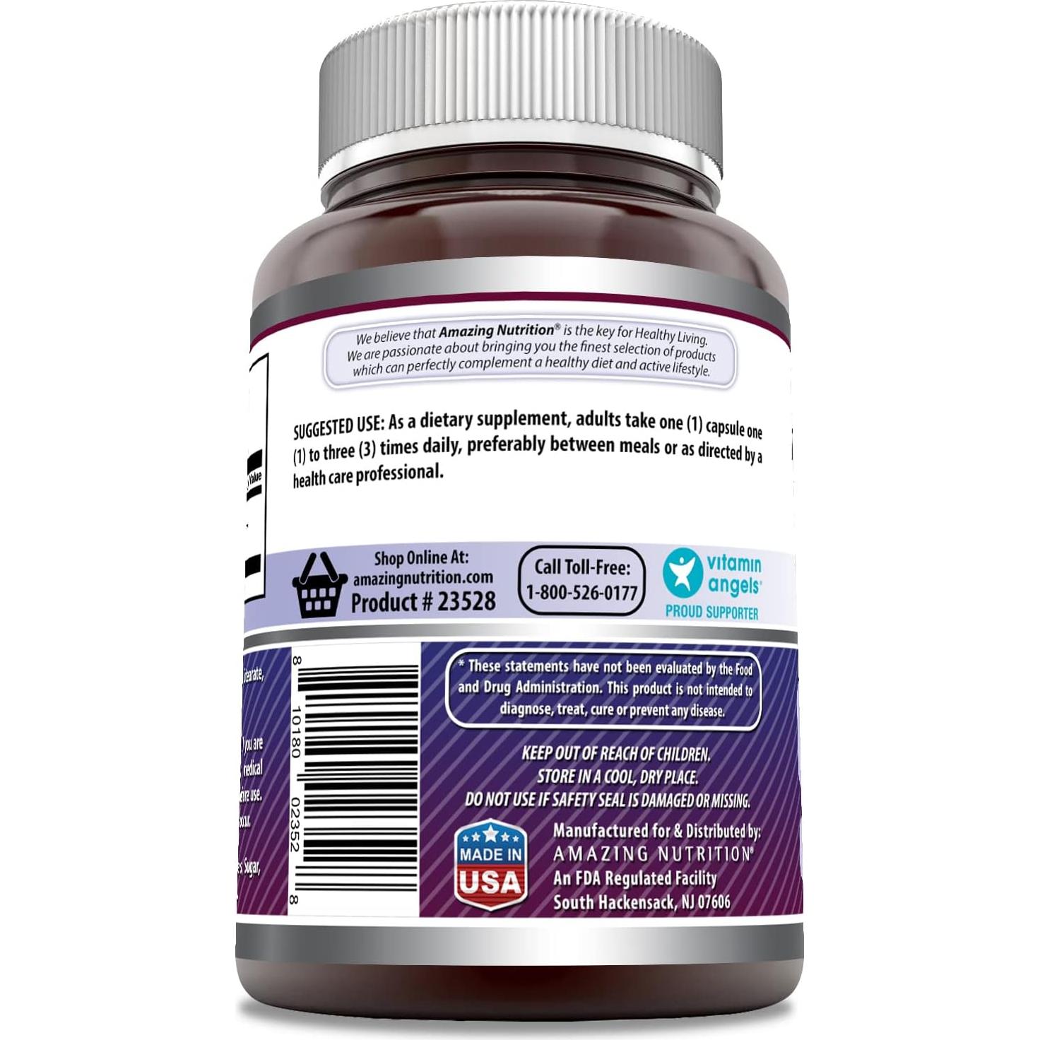 Suplemento L-Tirosina 500 Mg Nutrición Asombrosa 180 Cápsulas