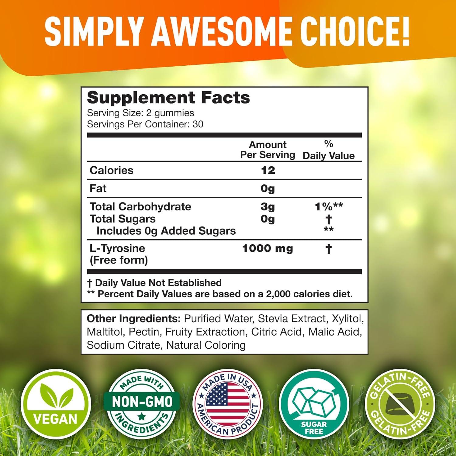 Gominolas BioVit L-Tirosina 1000mg Sin Azúcar - 60 Unidades