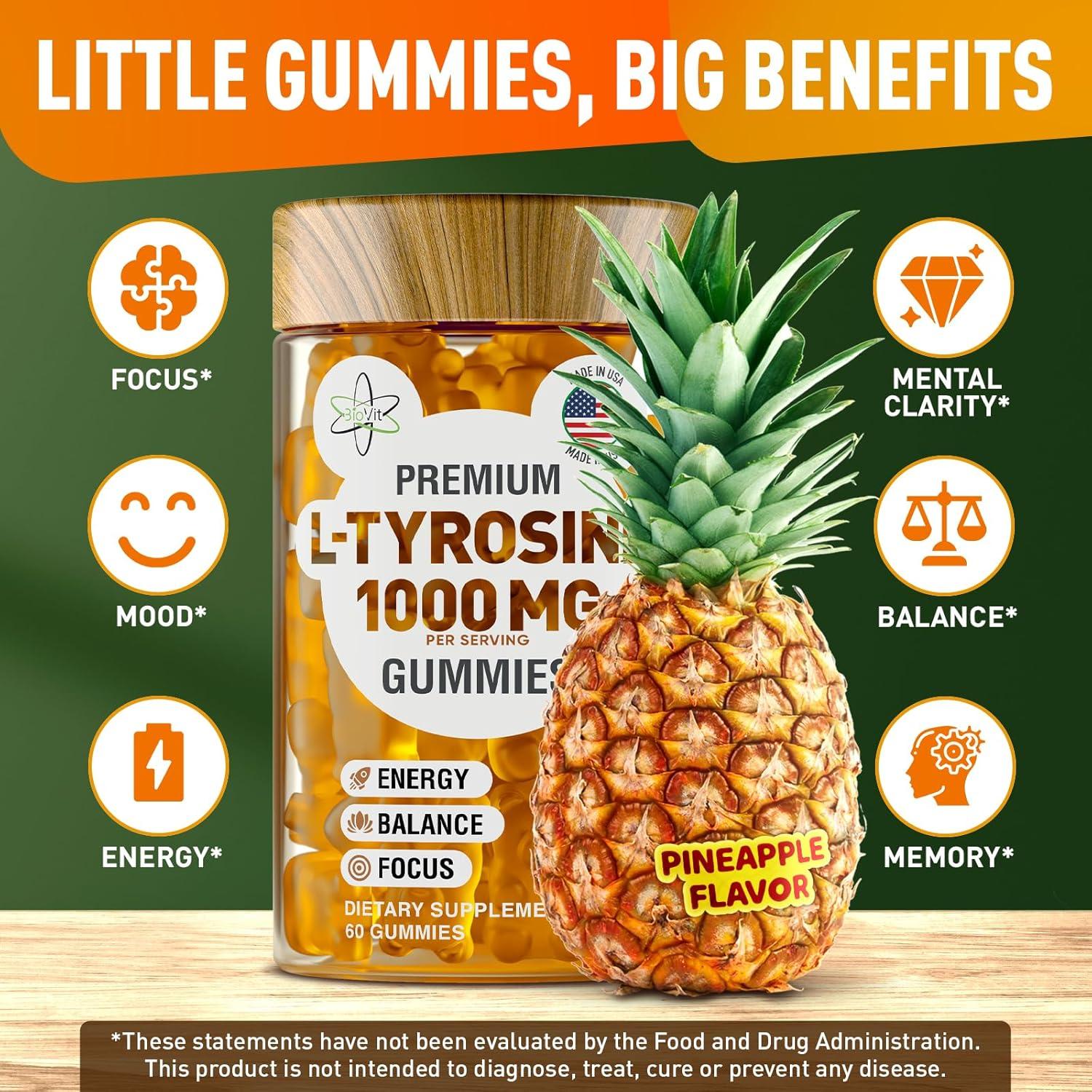 Gominolas BioVit L-Tirosina 1000mg Sin Azúcar - 60 Unidades