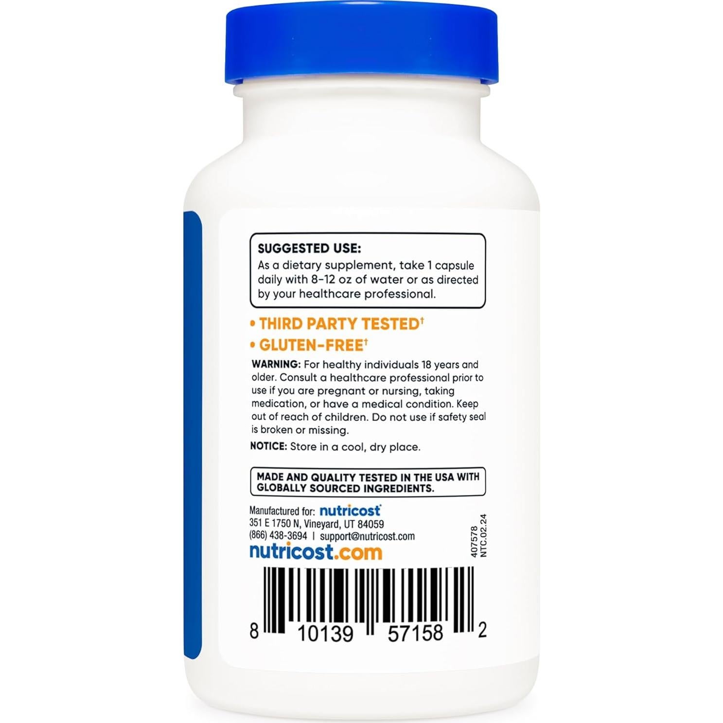 Nutricost N-Acetil L-Tirosina 350mg 120 Cápsulas Sin Gluten