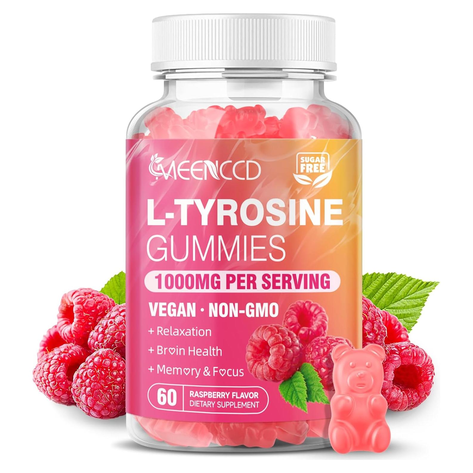 Gomitas de L-Tirosina 1000mg MEENCCD Sabor Frambuesa 60 Unidades