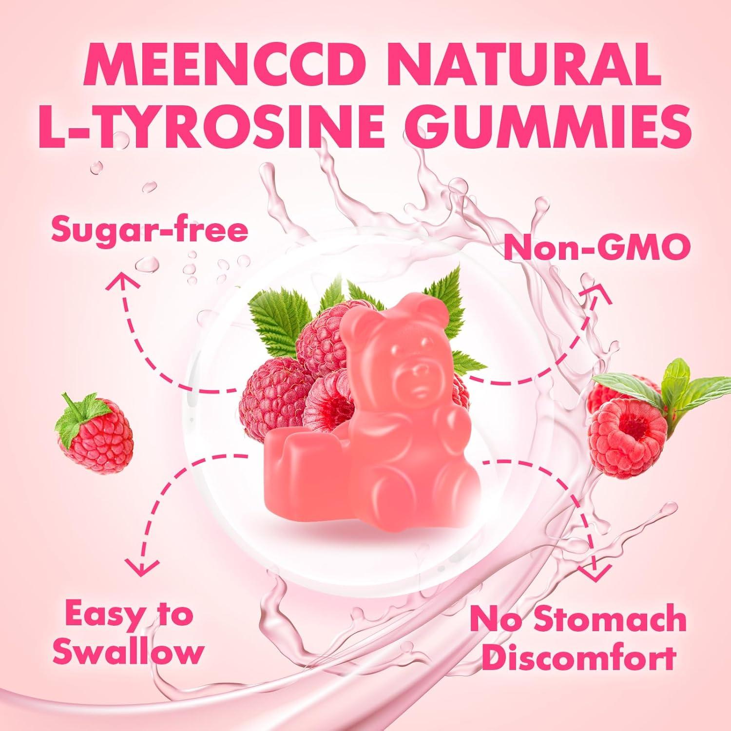 Gomitas de L-Tirosina 1000mg MEENCCD Sabor Frambuesa 60 Unidades